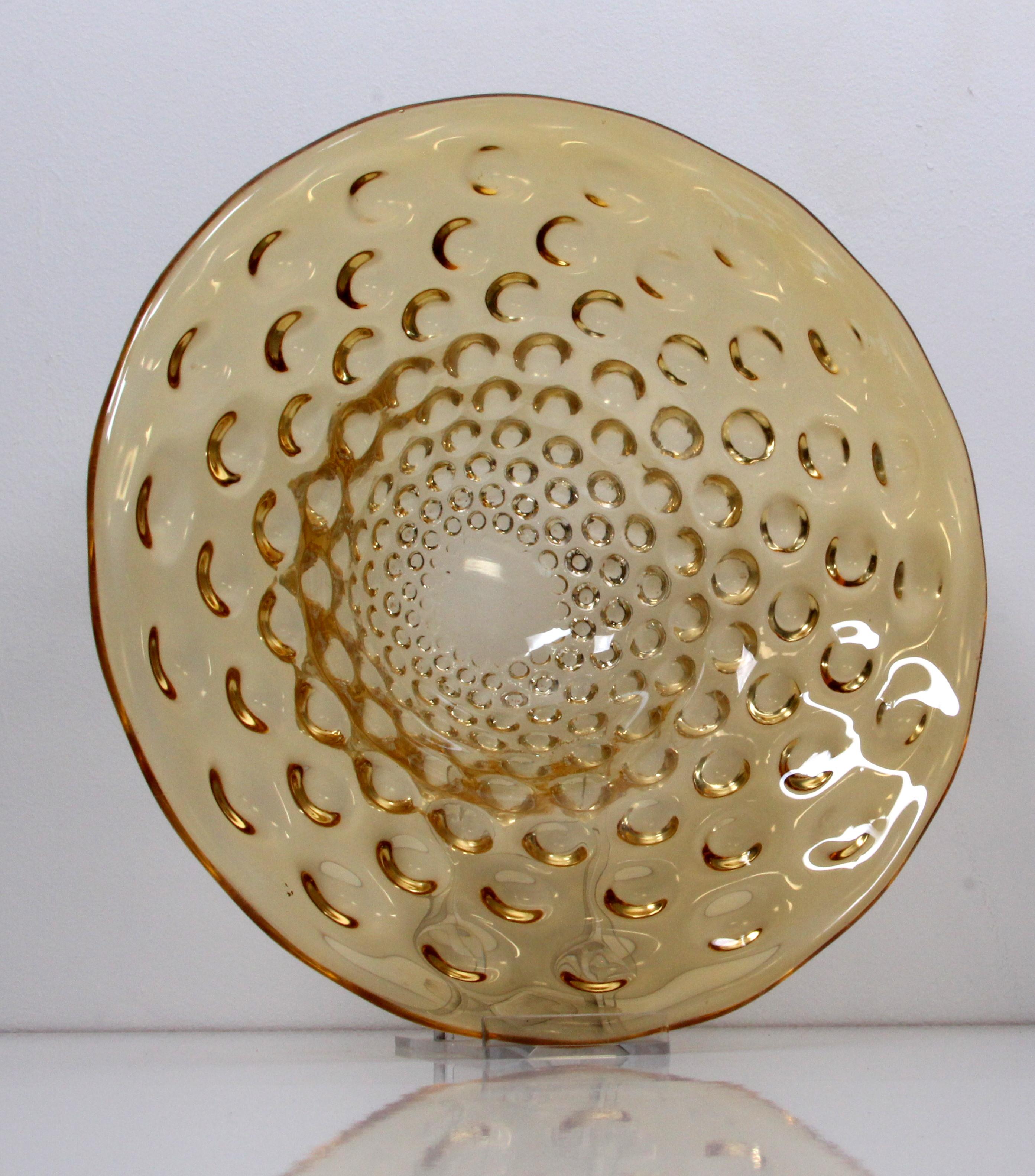 Barovier Seguso & Ferro Murano schweres Kunstglas Schale Honig Bernstein Italien  1940s im Angebot 4