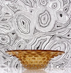 Barovier Seguso & Ferro Murano heavy Art Glass Bowl Honey Amber Italy  1940s