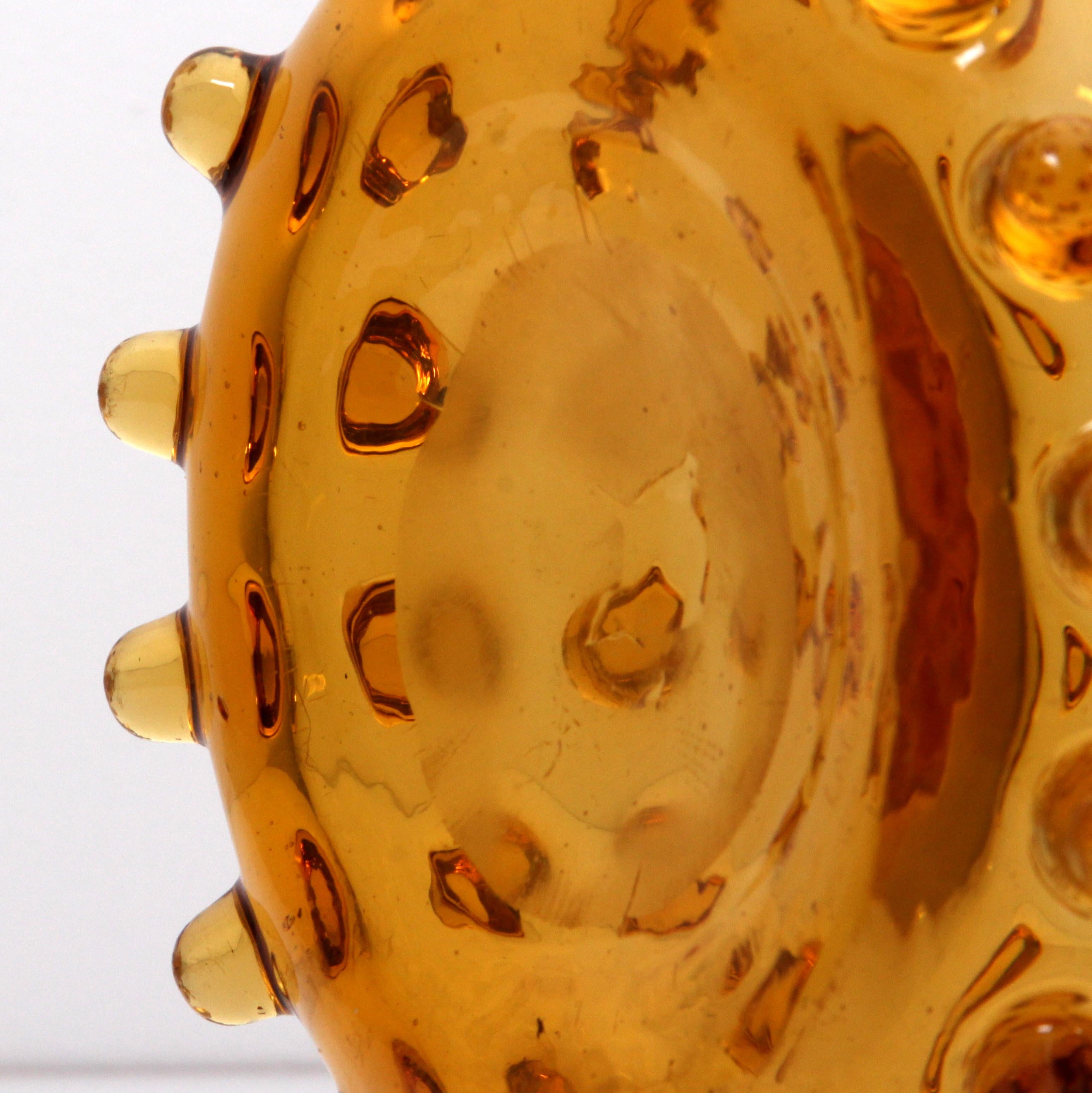 att. Barovier Seguso & Ferro Murano Art Glas Vase Honey Amber Italien Ende 1940er Jahre  im Angebot 3
