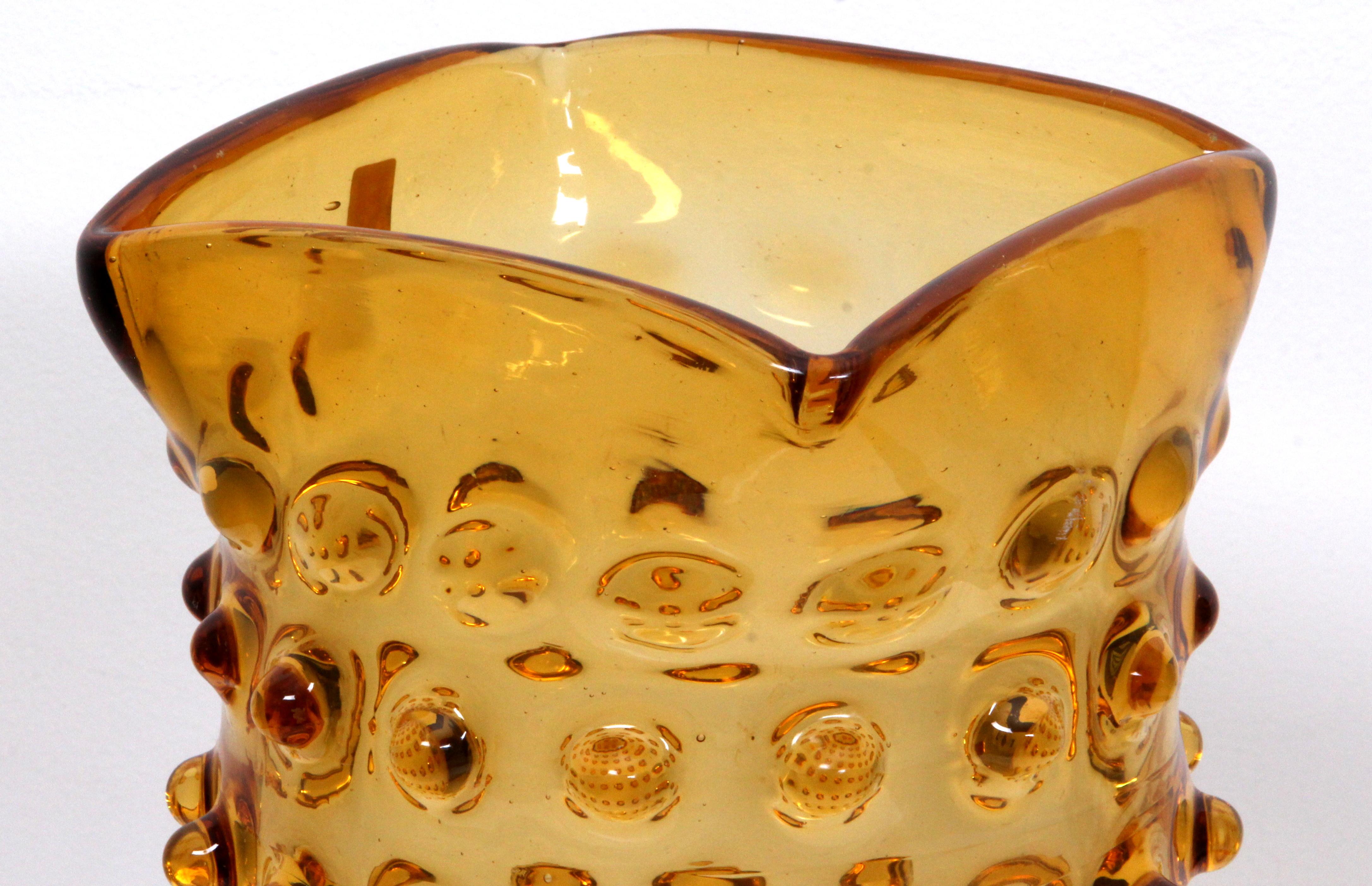 att. Barovier Seguso & Ferro Murano Art Glas Vase Honey Amber Italien Ende 1940er Jahre  (Moderne der Mitte des Jahrhunderts) im Angebot