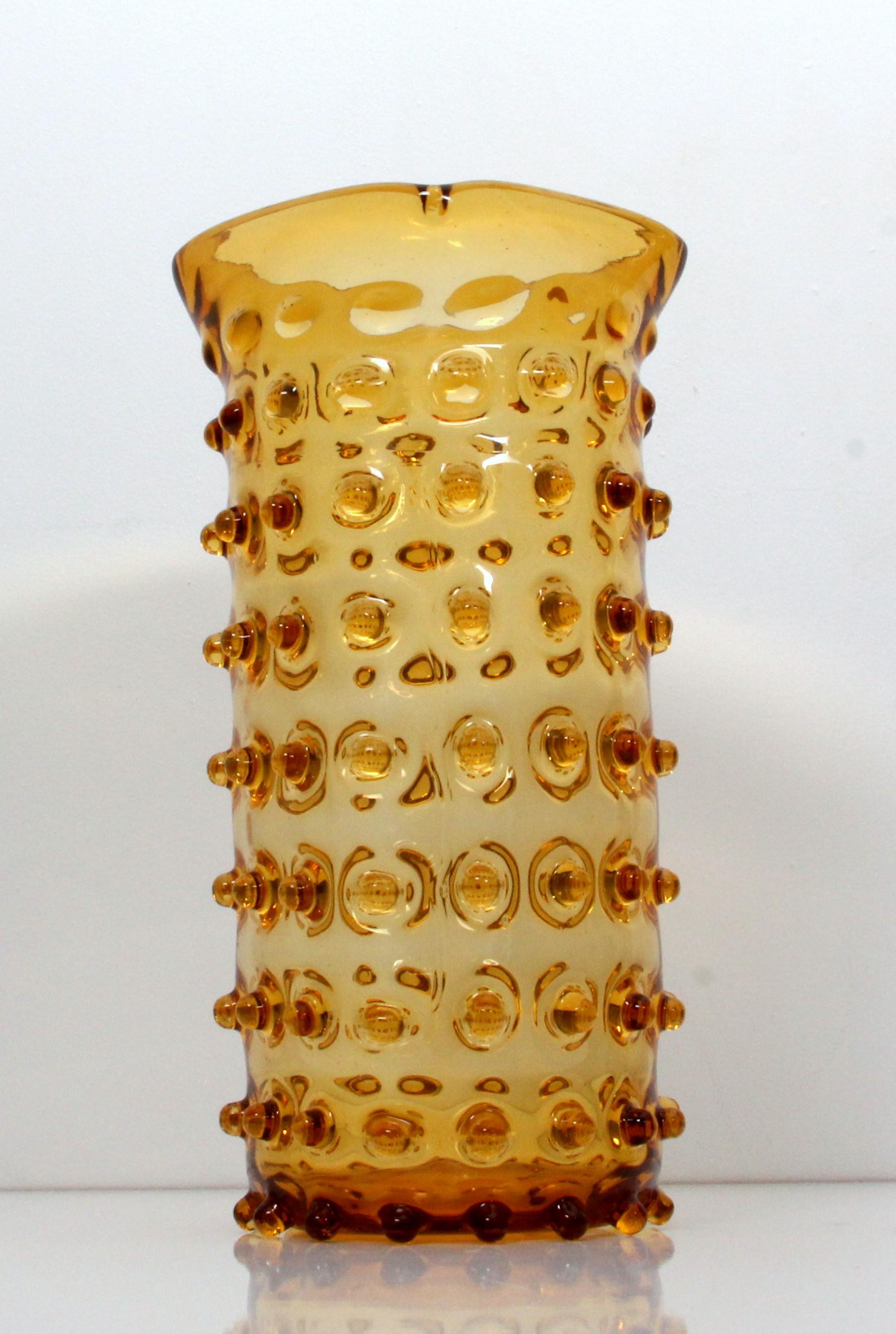 att. Barovier Seguso & Ferro Murano Art Glas Vase Honey Amber Italien Ende 1940er Jahre  im Zustand „Gut“ im Angebot in Kumhausen, DE