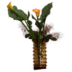 att. Barovier Seguso & Ferro Murano Art Glass Vase Honey Amber Italy late 1940s