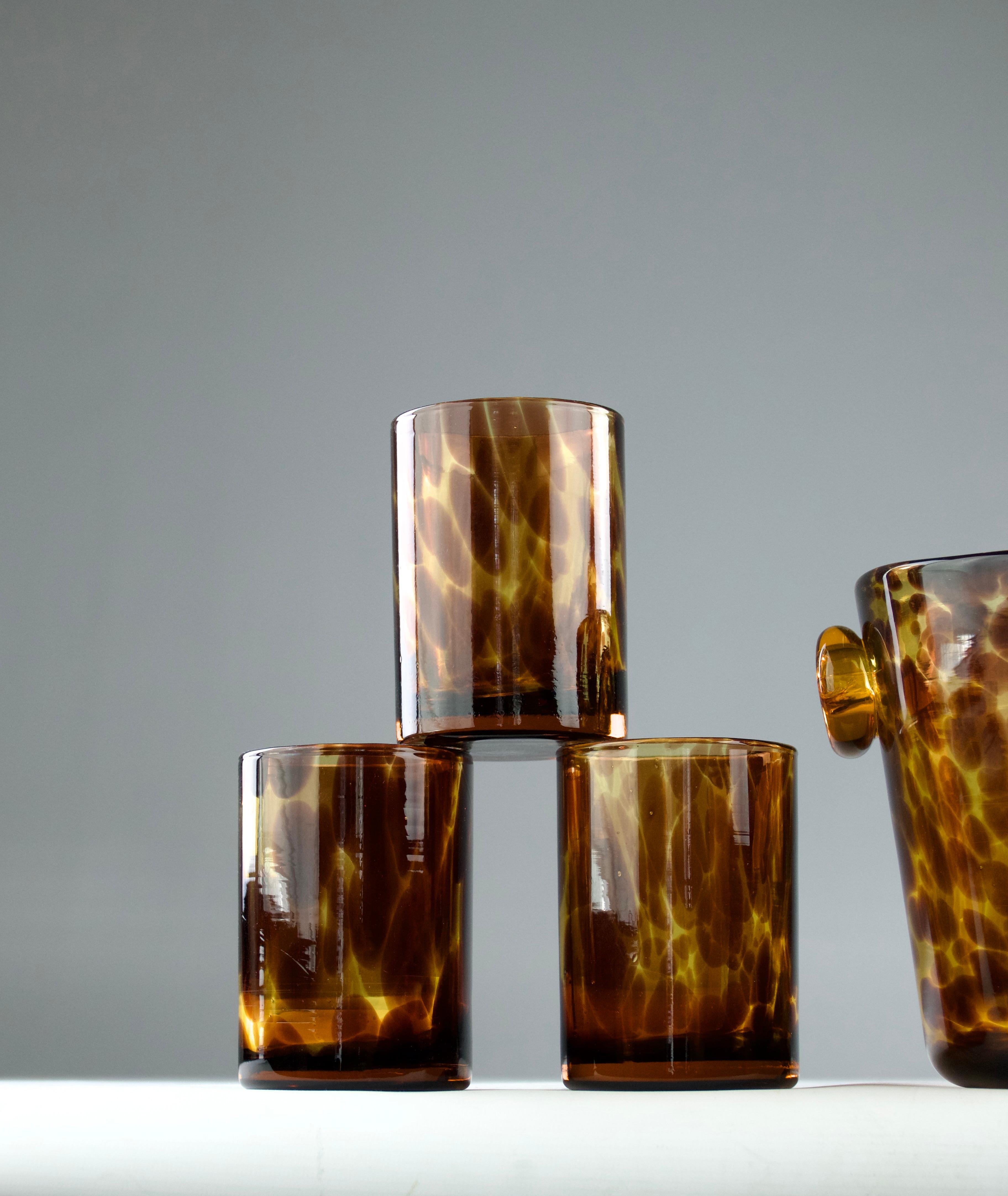 Mid-Century Modern Att. à Empoli pour Dior, seau à glace et verres en écaille de tortue, années 1960 en vente