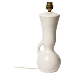Att. to Pol Chambost White Ceramic Table Lamp XXth Century Lighting Design