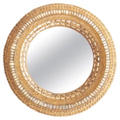 Att. to The Atelier Line Vautrin, 20th C. Golden Talosel and Glass Convex Mirror
