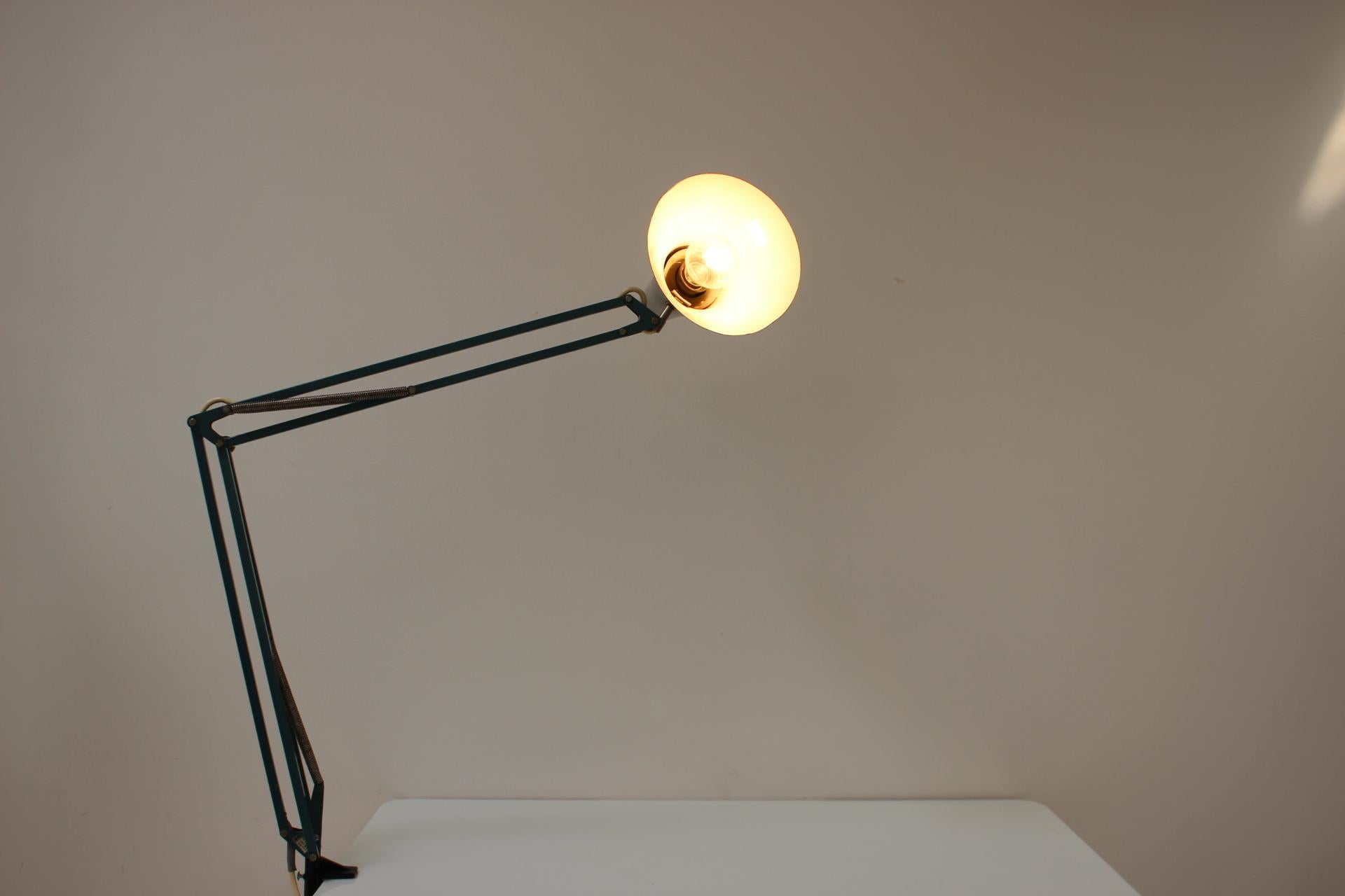 Metal Attachable, Adjustable Table Lamp by NAPAKO, Czechoslovakia, 1960s For Sale