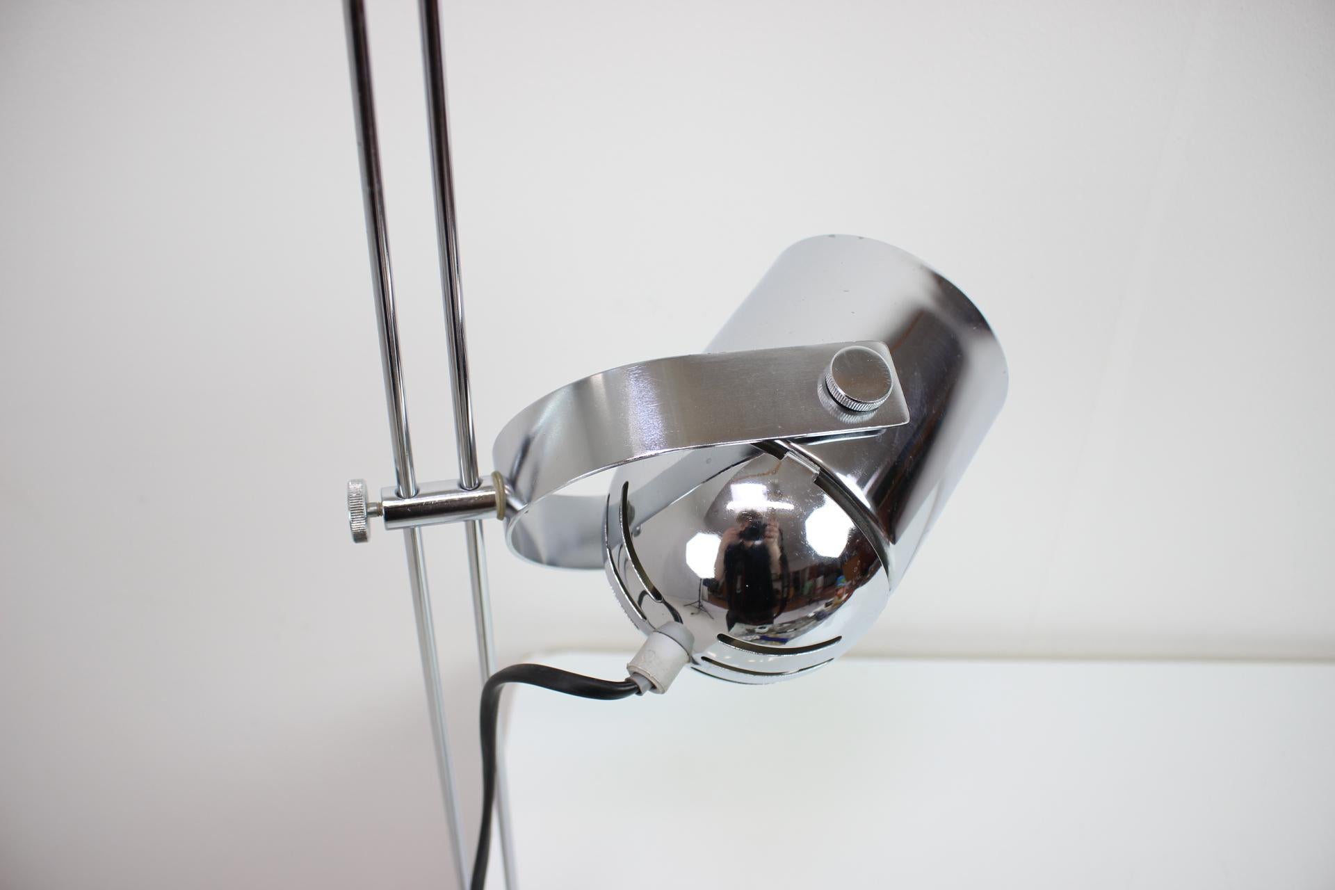 Czech Attachable Chrome Table Lamp by Stanislav Indra for Combi Lux, 1970's. For Sale