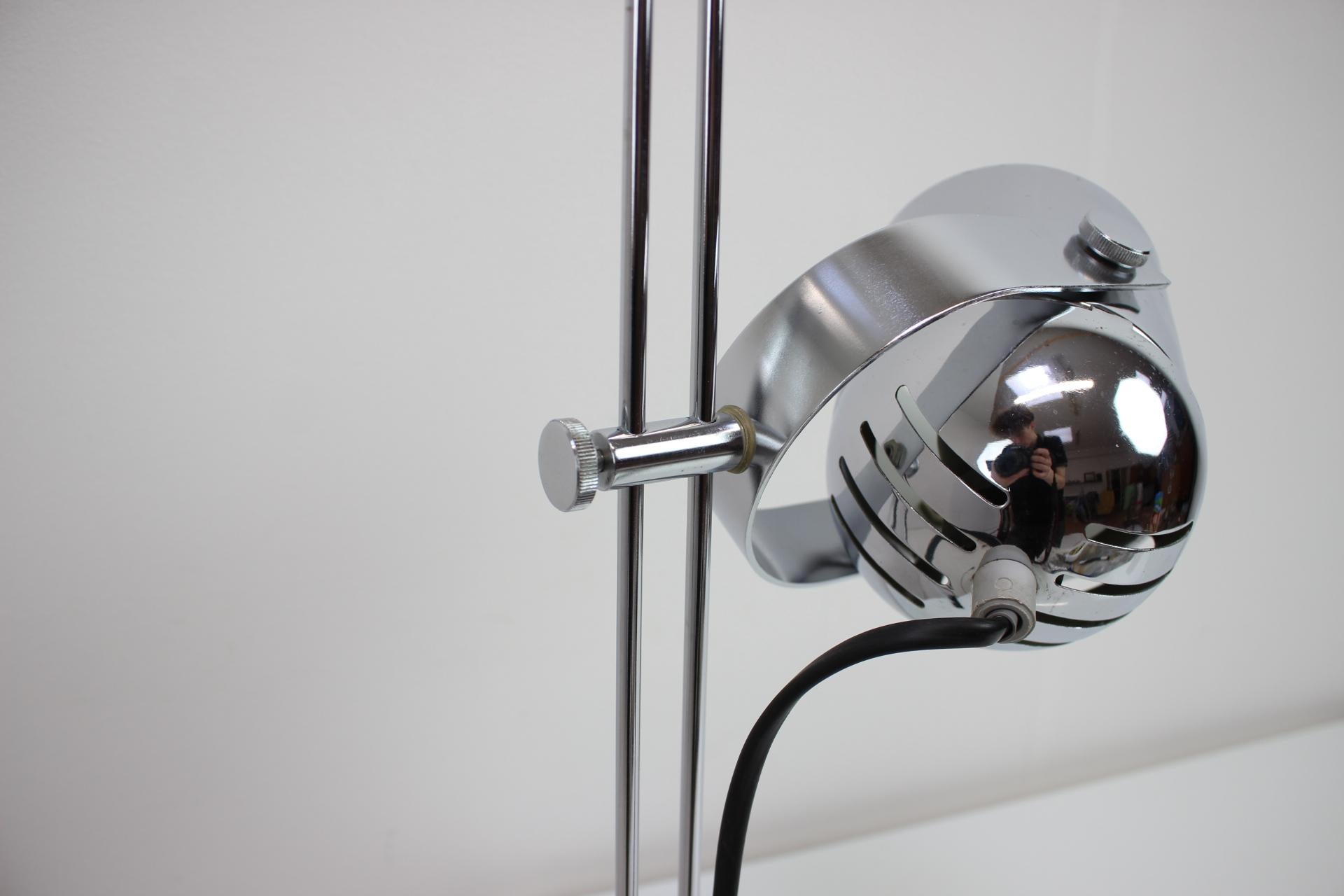 Attachable Chrome Table Lamp by Stanislav Indra for Combi Lux, 1970's. In Good Condition For Sale In Praha, CZ