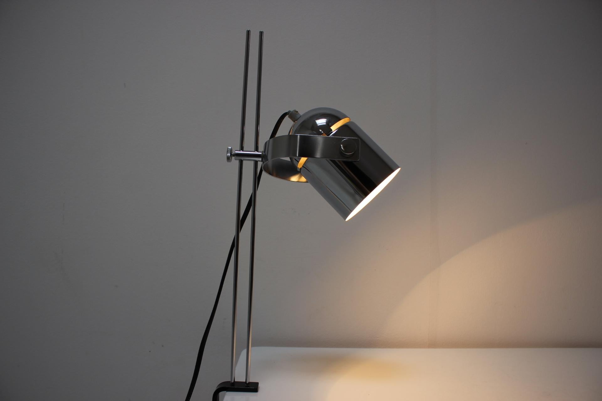 Late 20th Century Attachable Chrome Table Lamp by Stanislav Indra for Combi Lux, 1970's. For Sale