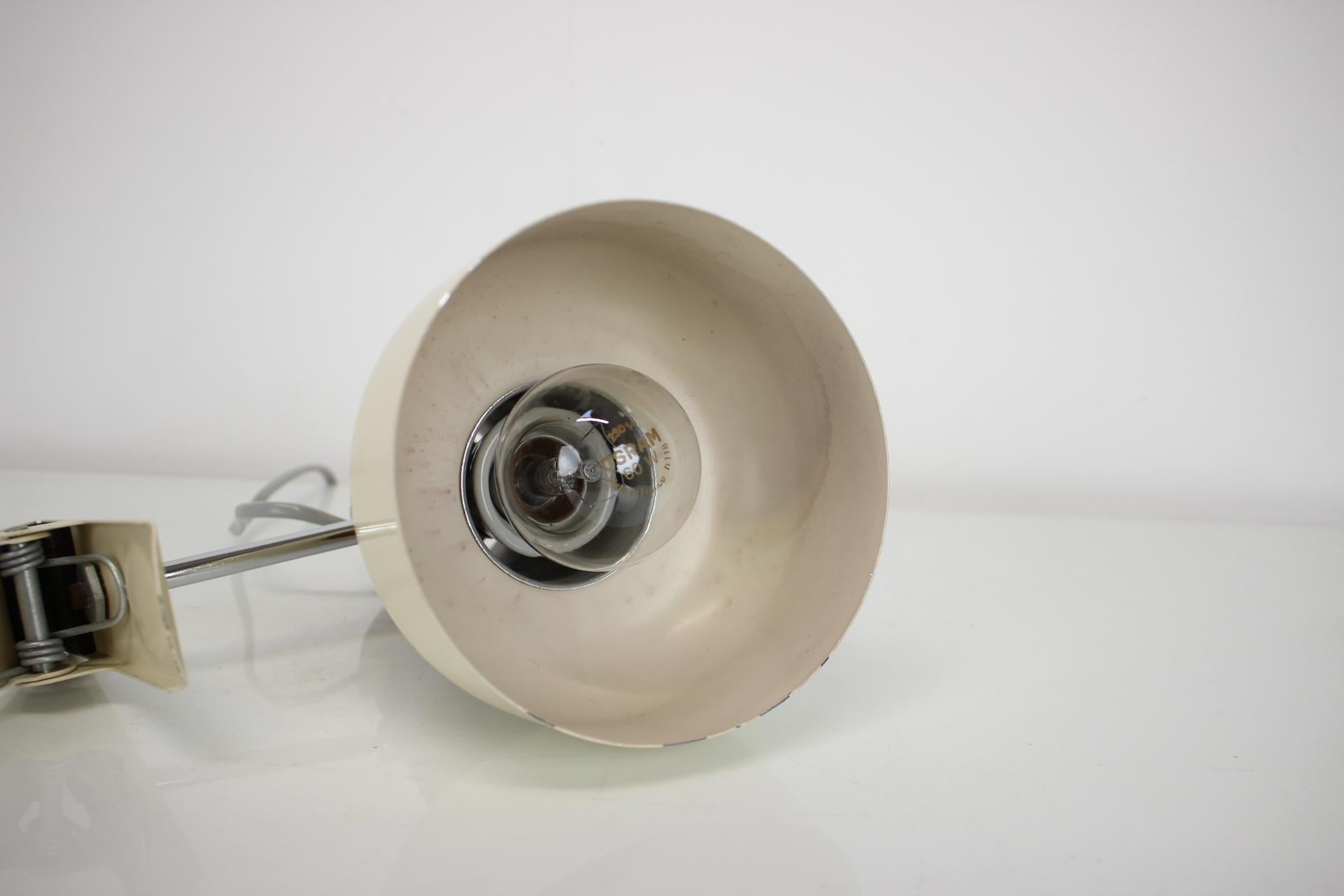 Attachable Table Lamp Designed by Hurka for Napako, 1970's, Czechoslovakia In Good Condition For Sale In Praha, CZ