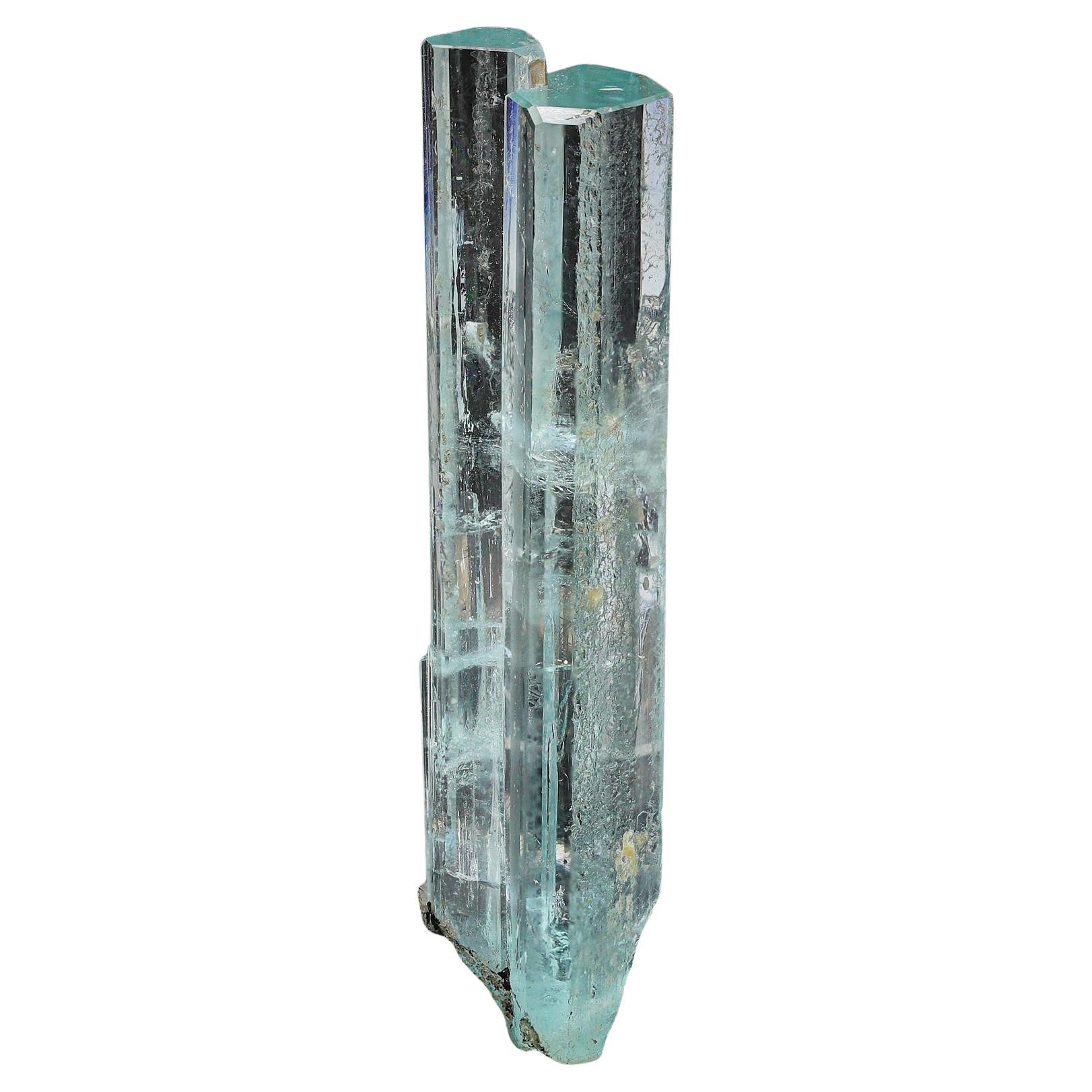 Attached Couple of Gemstone of Blue Aquamarine Crystals Spacemen from Pakistan  For Sale