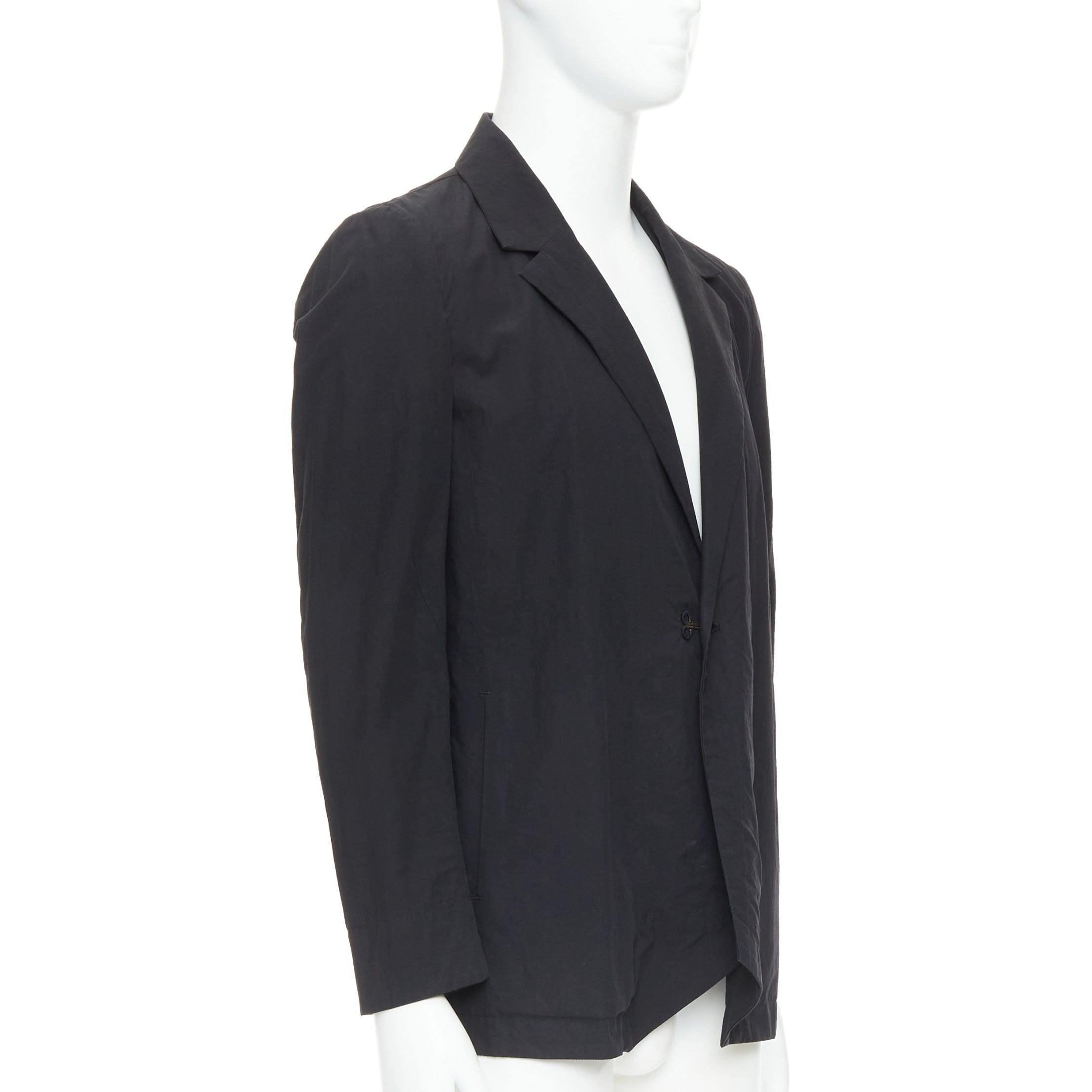 Noir ATTACHMENT Kazuyuki Kumagai blazer décontracté à ourlet angulaire en coton noir JP3 L en vente