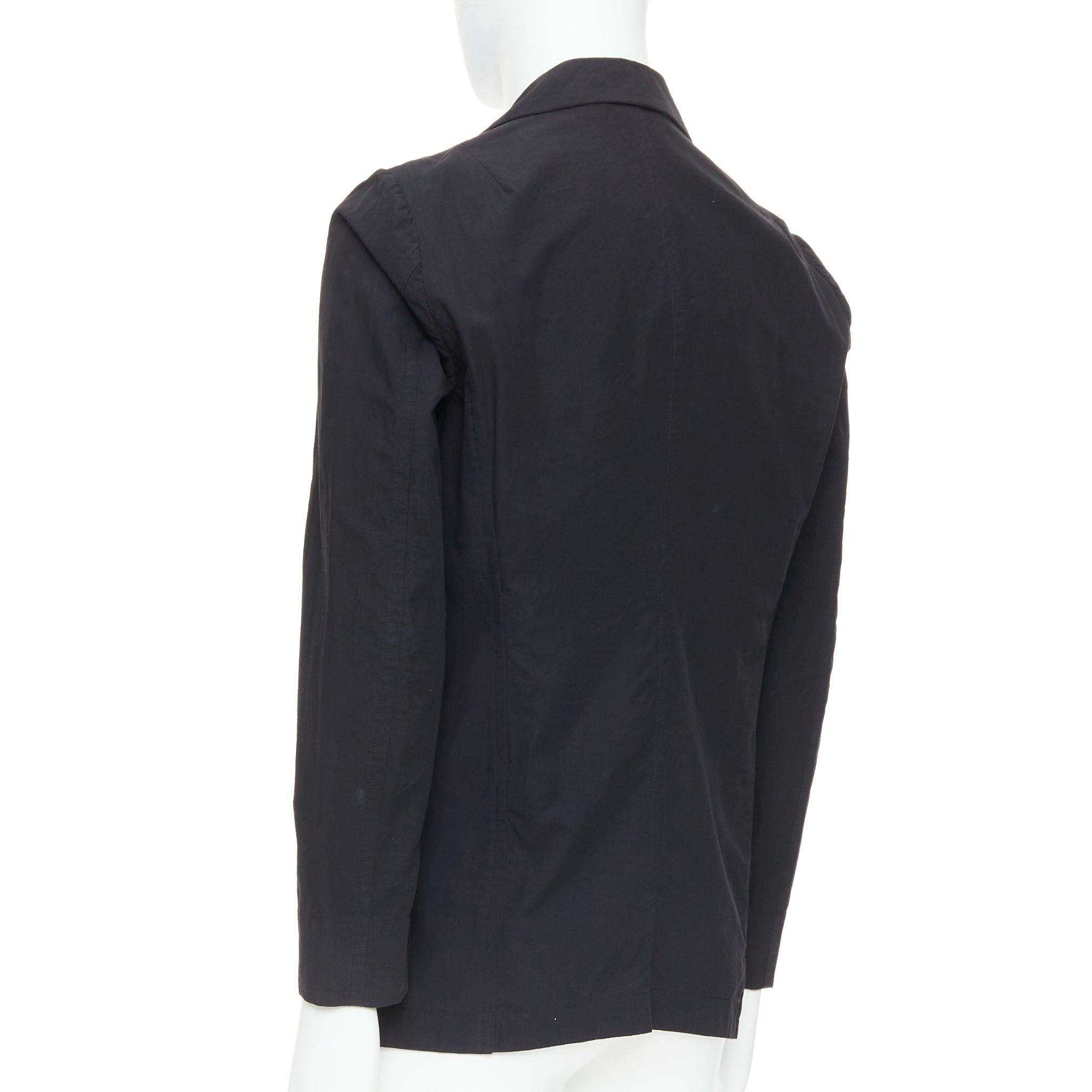 ATTACHMENT Kazuyuki Kumagai blazer décontracté à ourlet angulaire en coton noir JP3 L en vente 2