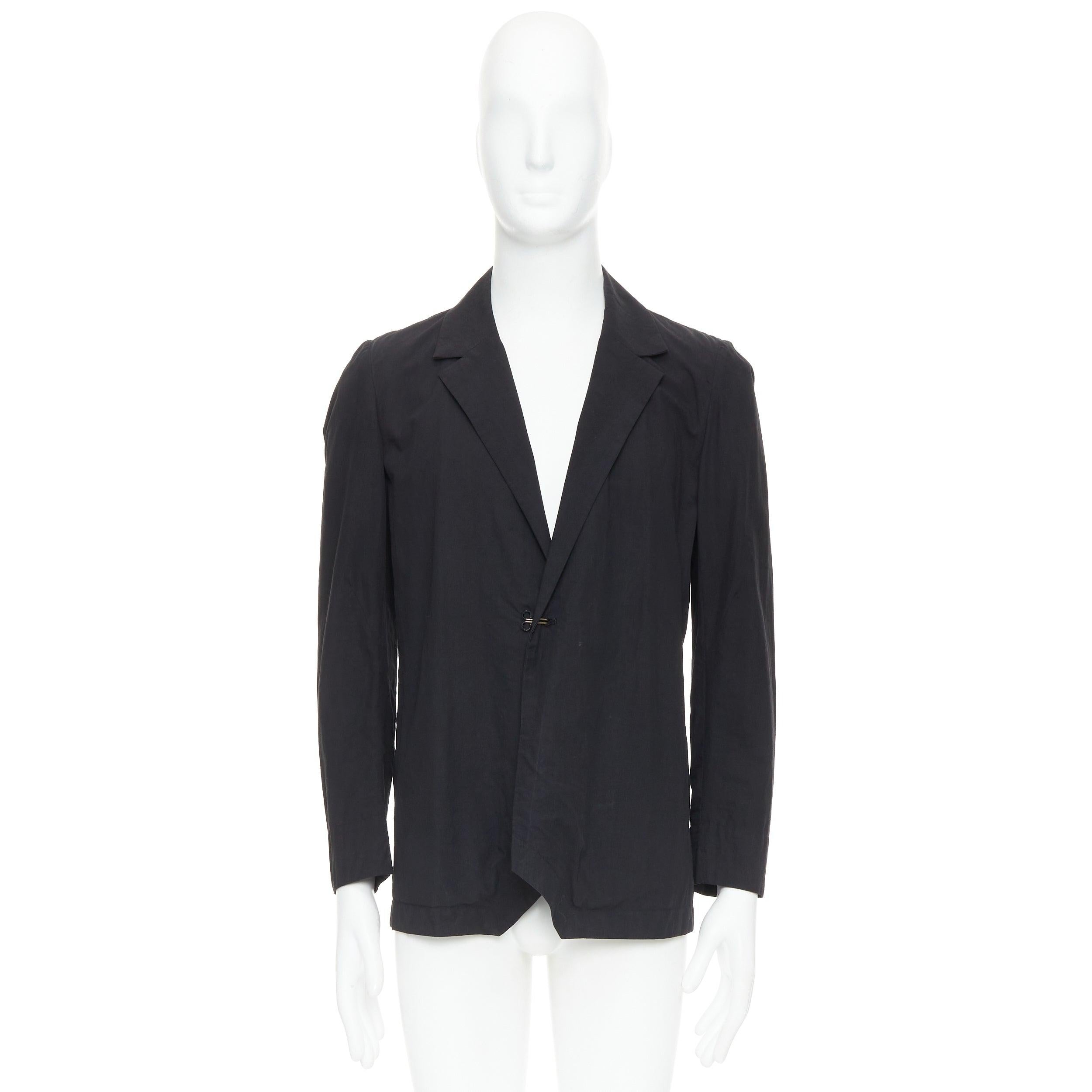 ATTACHMENT Kazuyuki Kumagai blazer décontracté à ourlet angulaire en coton noir JP3 L en vente 5