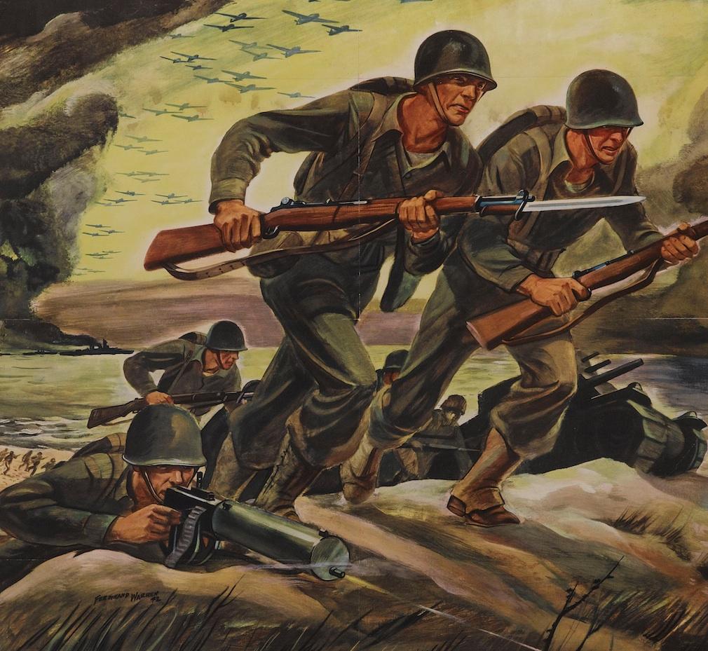 Offered is a dynamic WWII poster by Ferdinand Warren entitled 