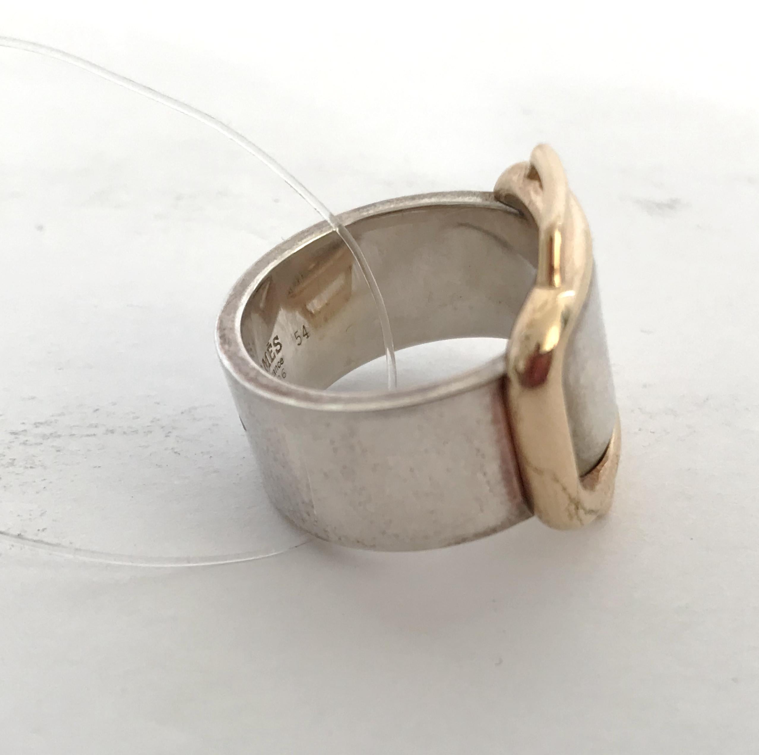 Attelage Hermès Silber und Gold Ring im Angebot 1