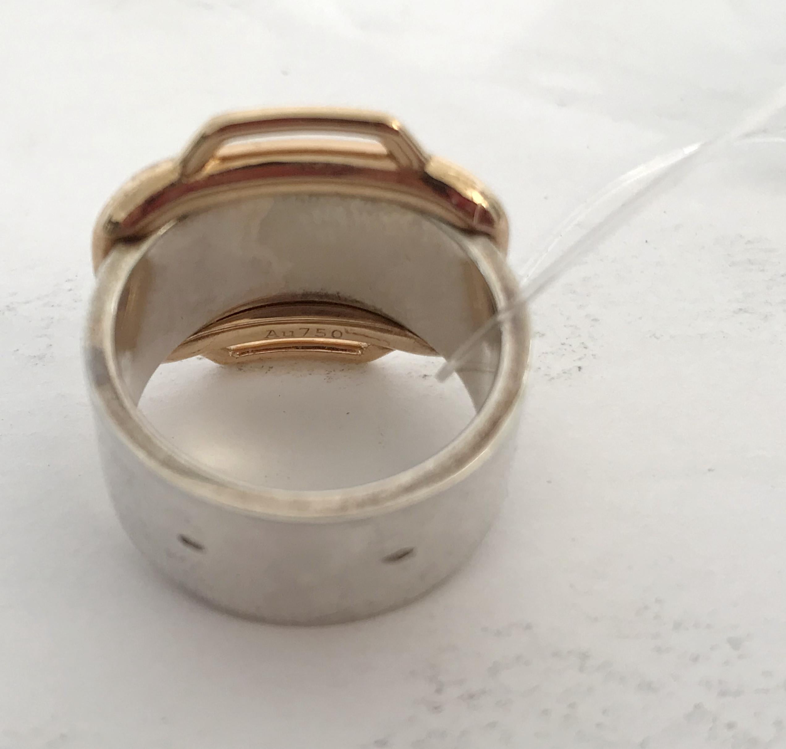Attelage Hermès Silber und Gold Ring im Angebot 2