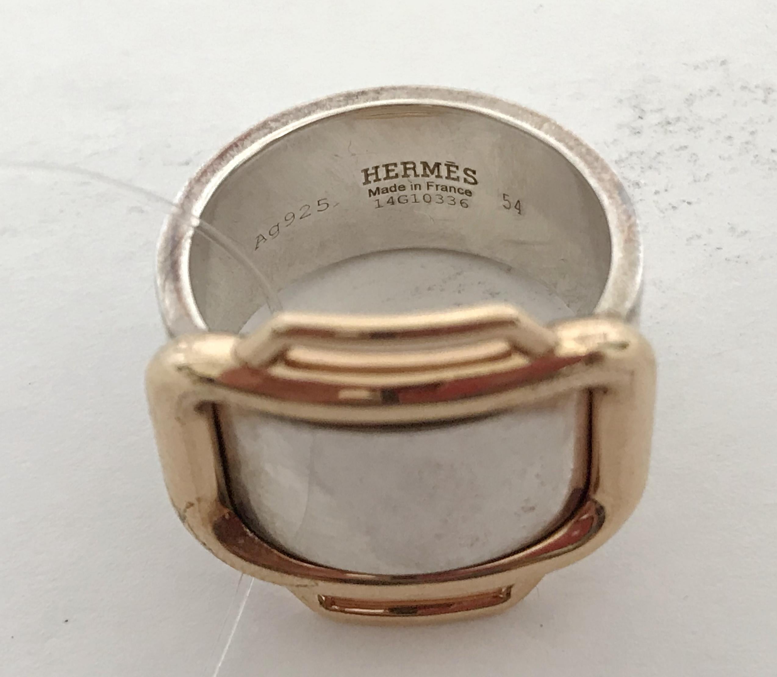 Attelage Hermès Silber und Gold Ring im Angebot 3