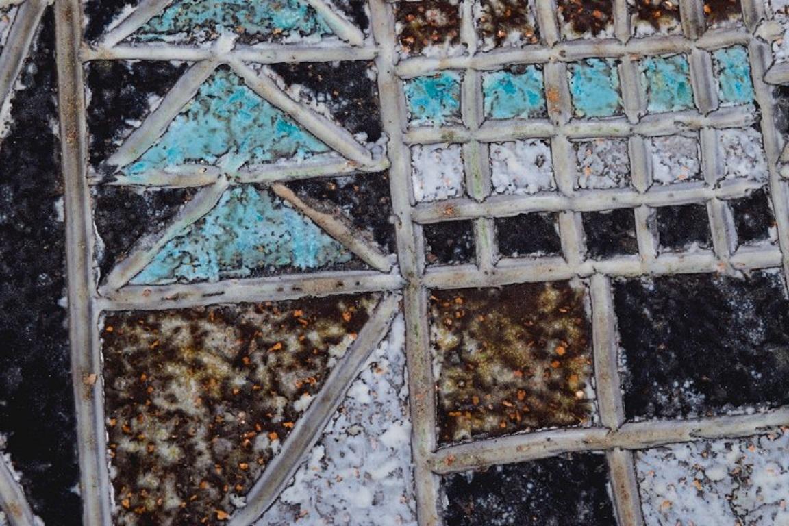Svedese Atterberg per Upsala Ekeby, piatto in ceramica dipinto a mano con campi geometrici in vendita