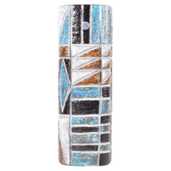 Atterberg for Upsala Ekeby "Tri" Vase Geometric Decor Blue White Brown, 1960s