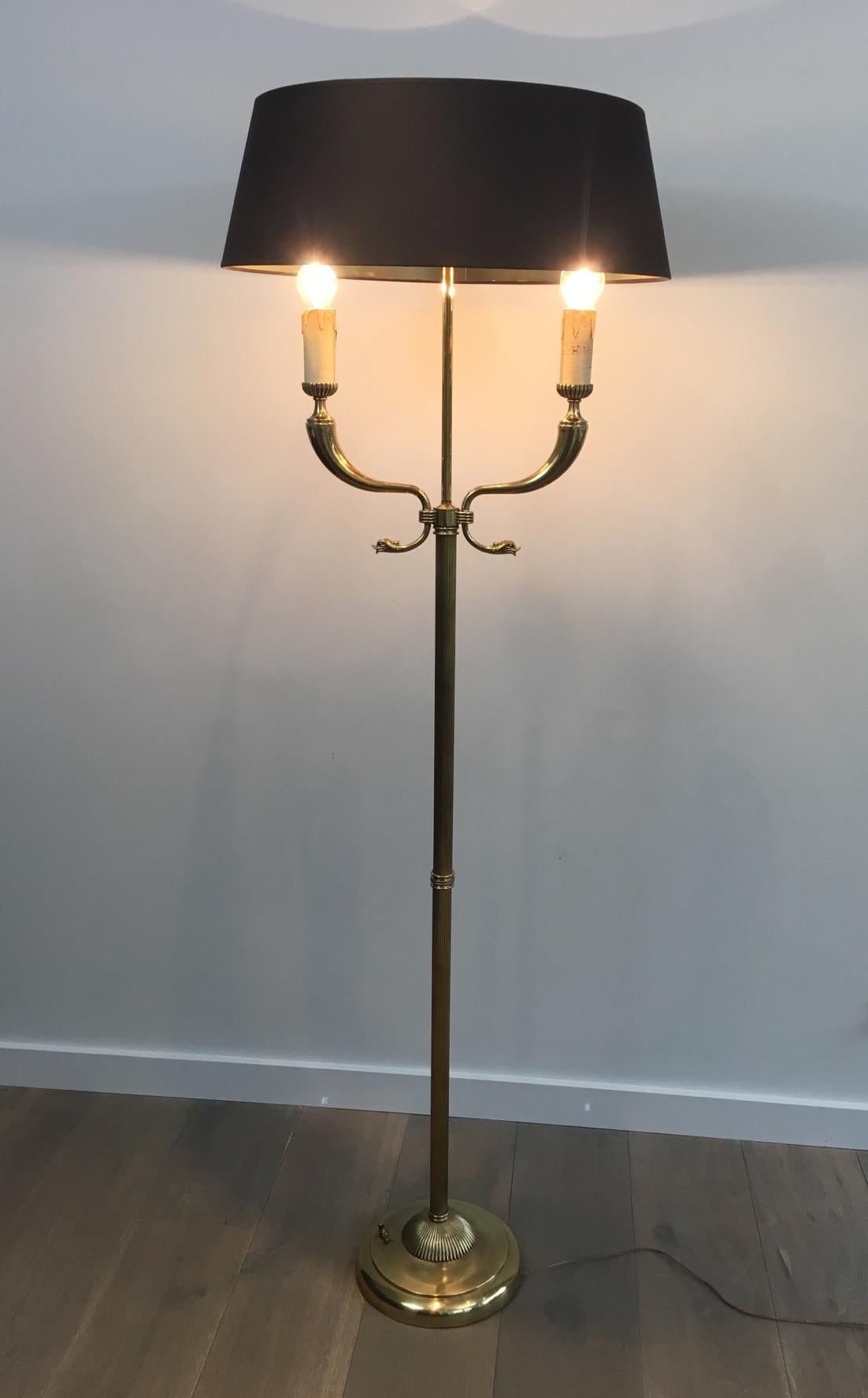 Attibuted to Maison Jansen, Brass Floor Lamps with Dolfinheads, circa 1960  12