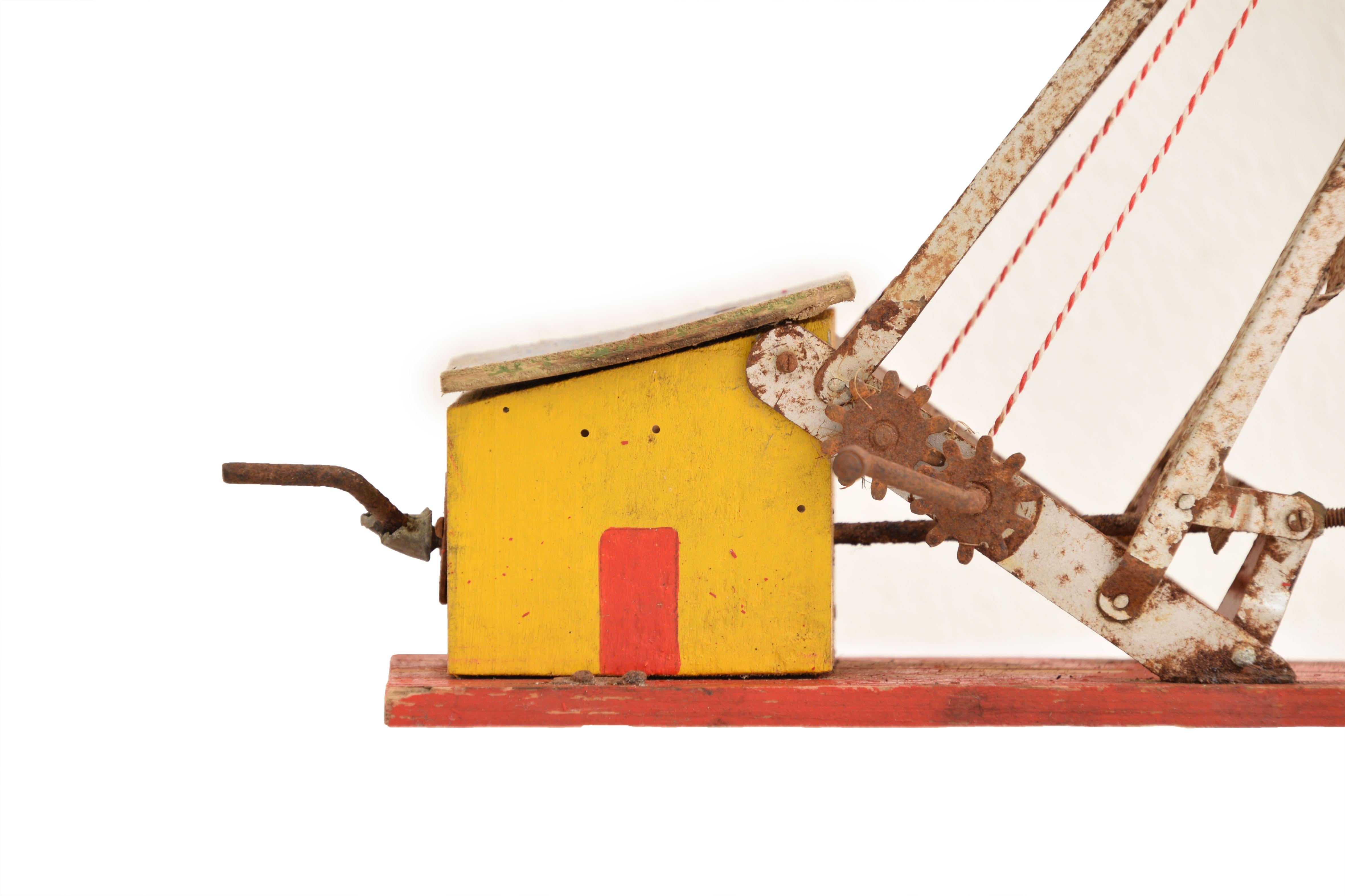 Danish Attic Find, Great Old Metal Crane, Toy for Boys For Sale