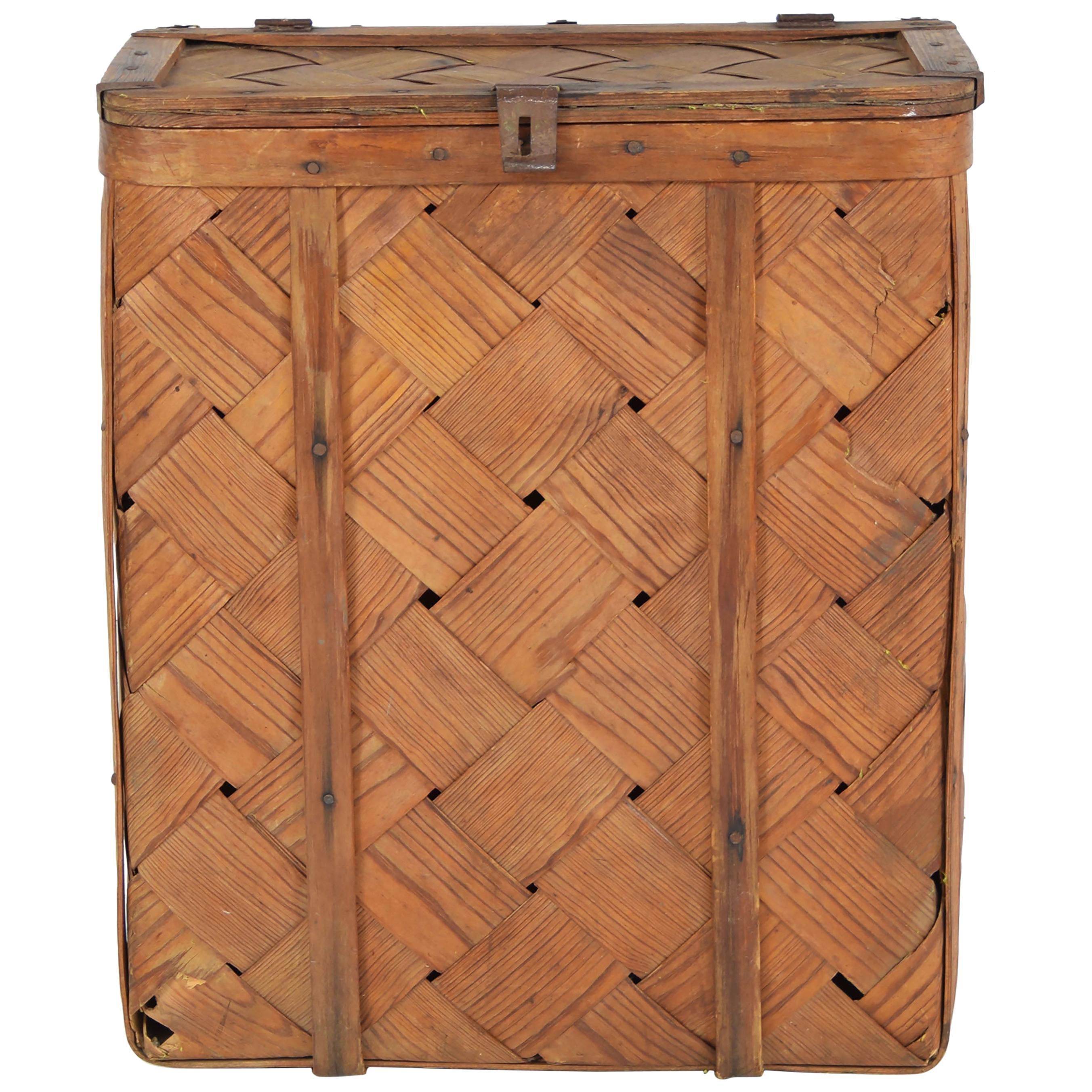 Attic Find, Swedish Birch Basket, Back Pack, 19st Century For Sale