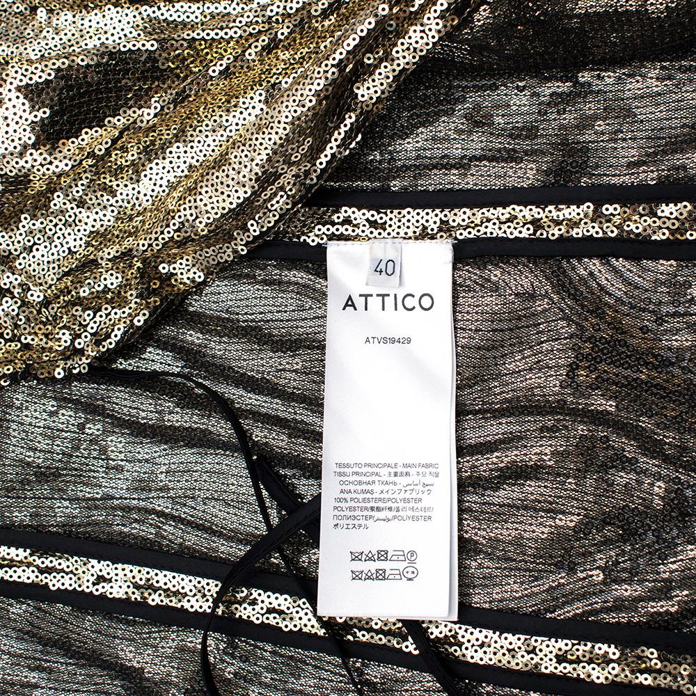 Brown Attico for Luisaviaroma Gold Sequin Tie-Waist Mini Dress - Size US 4