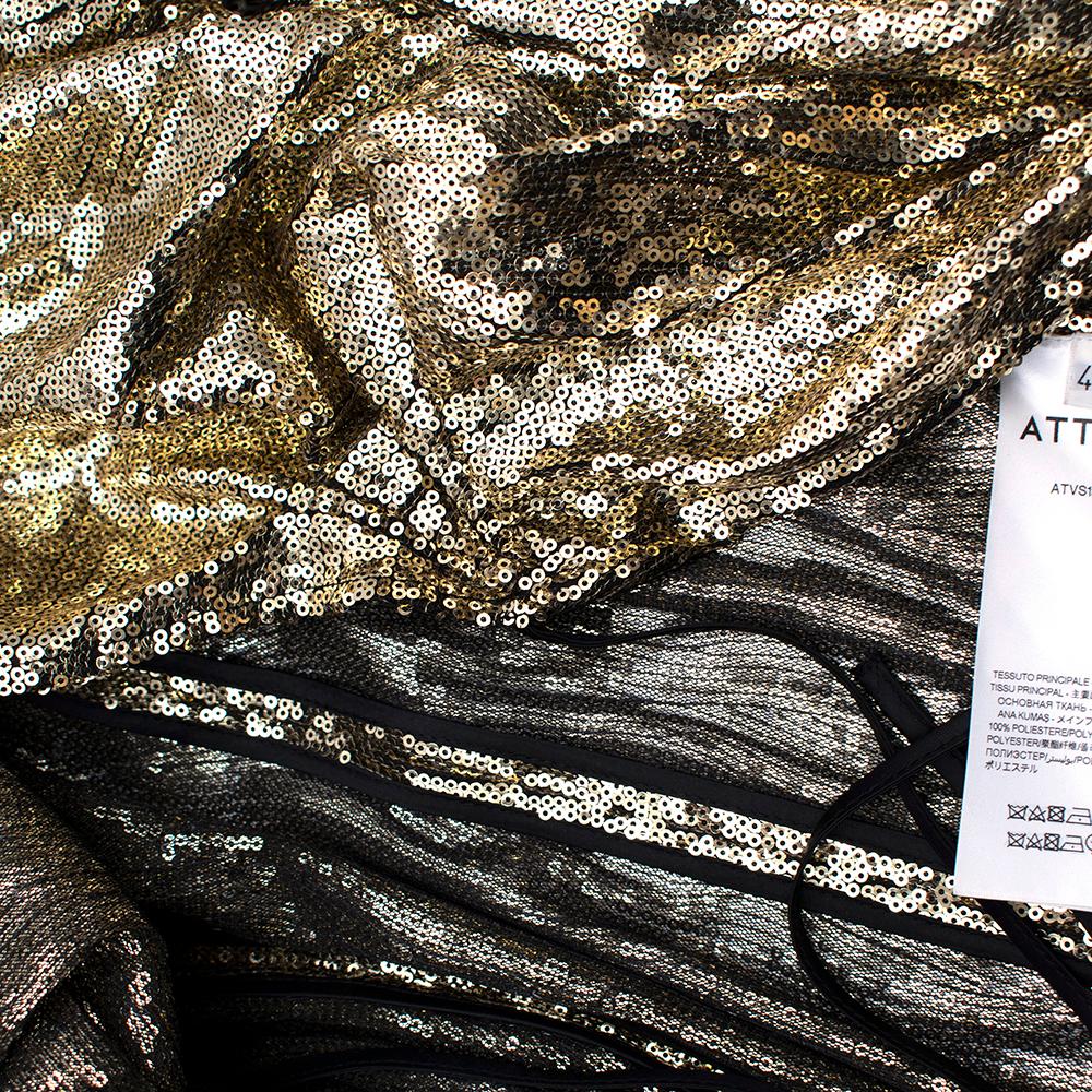 Attico for Luisaviaroma Gold Sequin Tie-Waist Mini Dress - Size US 4 In Excellent Condition In London, GB