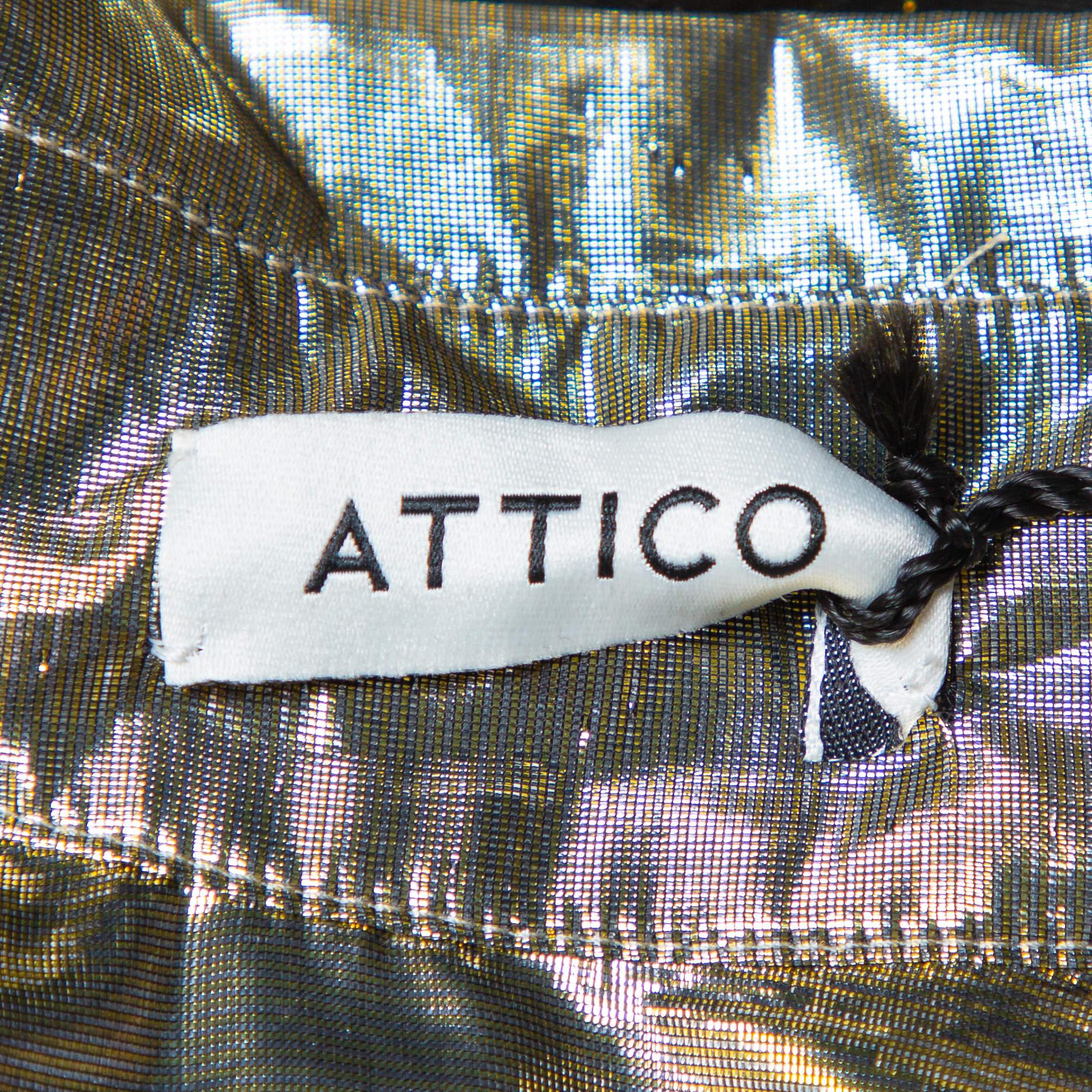 Women's Attico Metallic Silk Belted Oversized Shirt Dress M For Sale