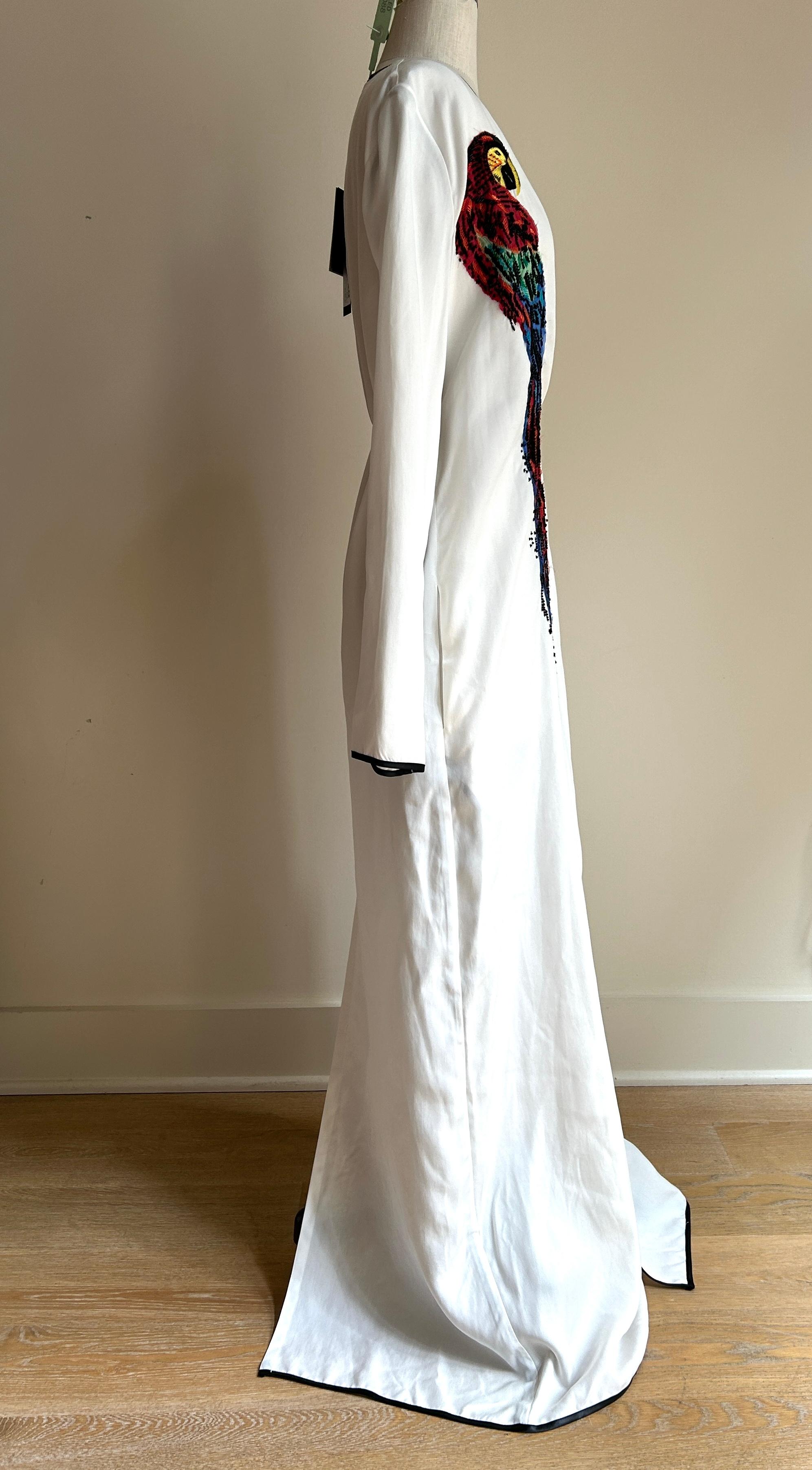 Women's Attico Parrot Embellished White Wrap Maxi Dress