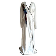 Attico Parrot Embellished White Wrap Maxi Dress