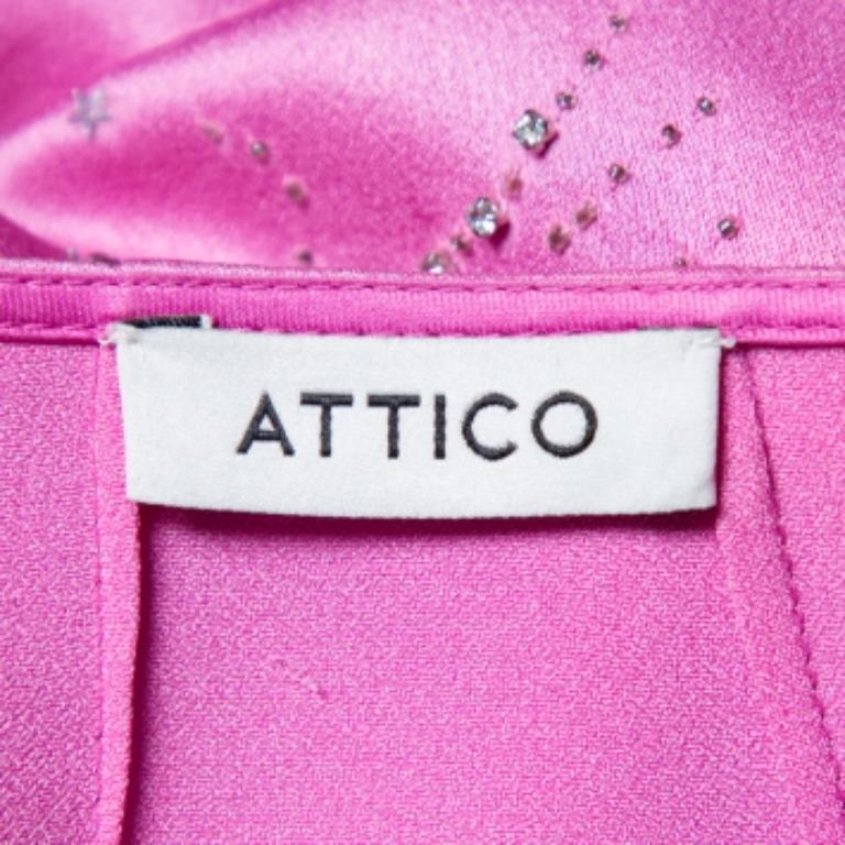Attico Pink Satin Bead Embellished Wrap Blouse S For Sale 4