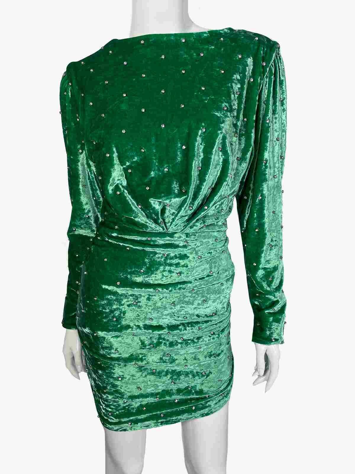 Attico velvet dress embelished with rhinestones. V-shape low cut. The dress is reversible, the neckline can be worn on both sides. 
Collection 2020. 
Fabric: 69% viscosa, 28% polyamide, 3% elastane
Size: 38/M
Condition: never worn.