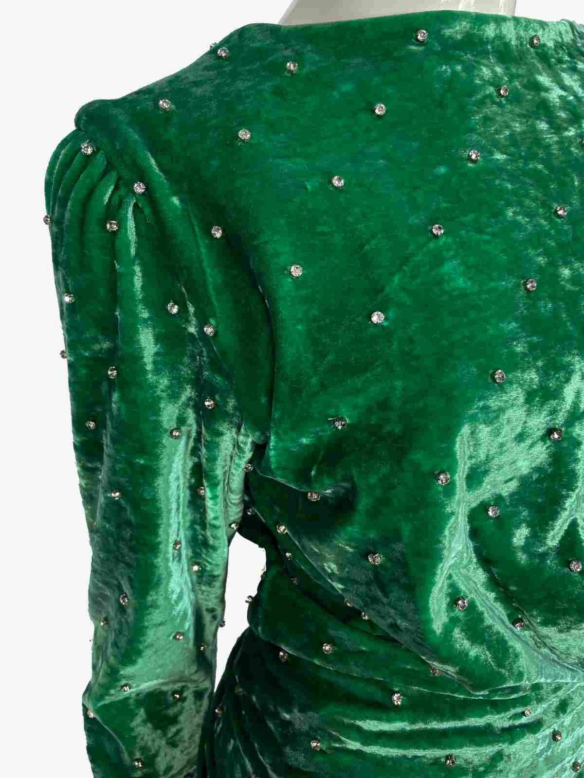 Attico, Kleid aus grünem Samt mit Strasssteinen, 2020 (Grün) im Angebot
