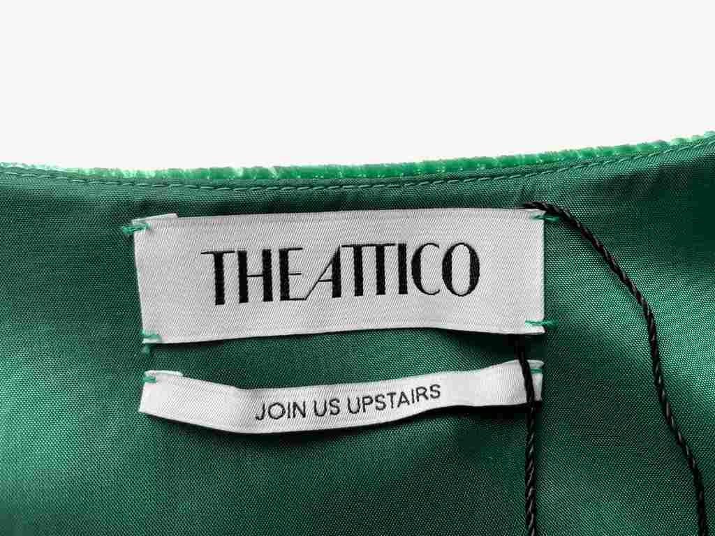 Attico, Kleid aus grünem Samt mit Strasssteinen, 2020 im Angebot 1