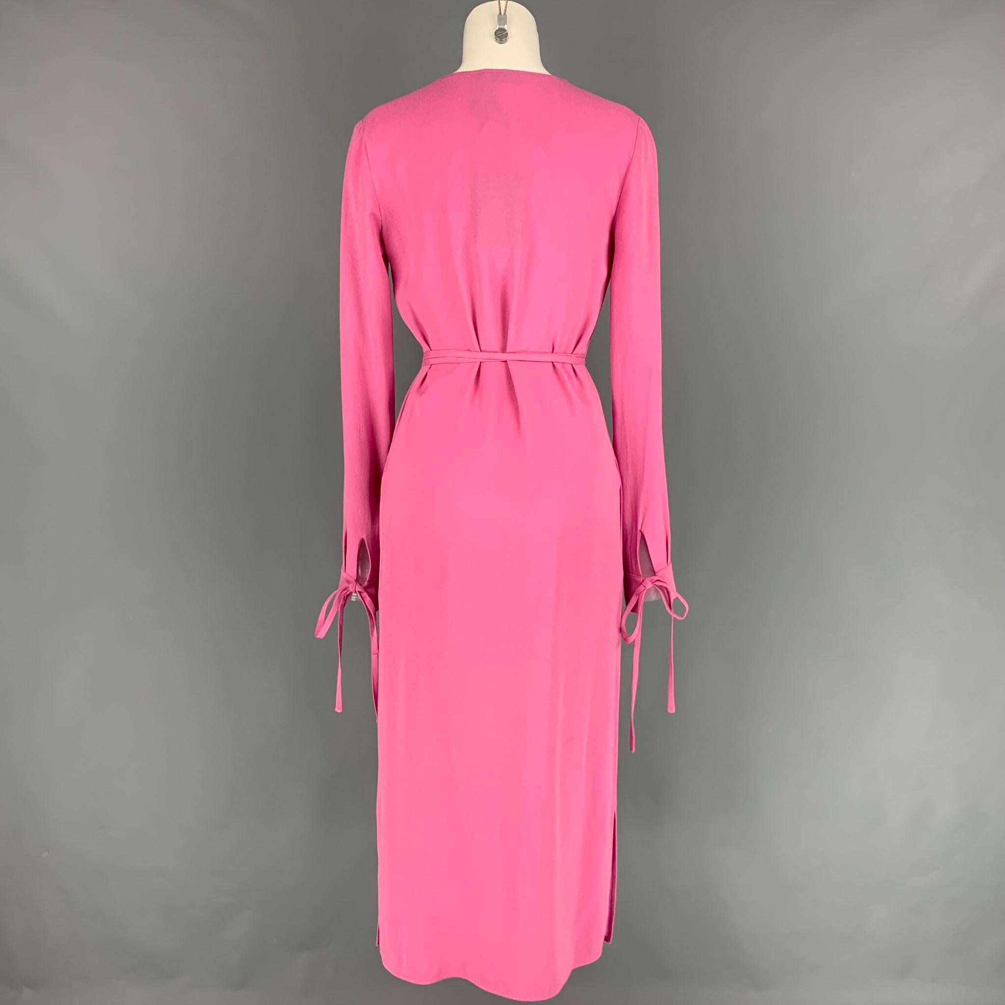 ATTICO Size 0 Pink Acetate Viscose Wrap Dress In New Condition In San Francisco, CA