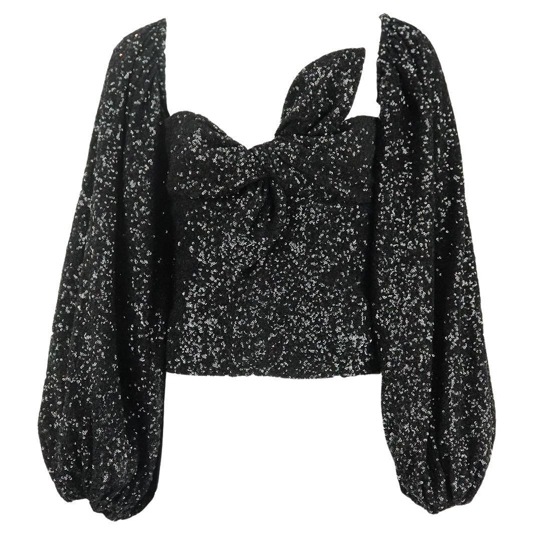 Attico Twist Front Sequin Crepe Top IT 38 UK 6
