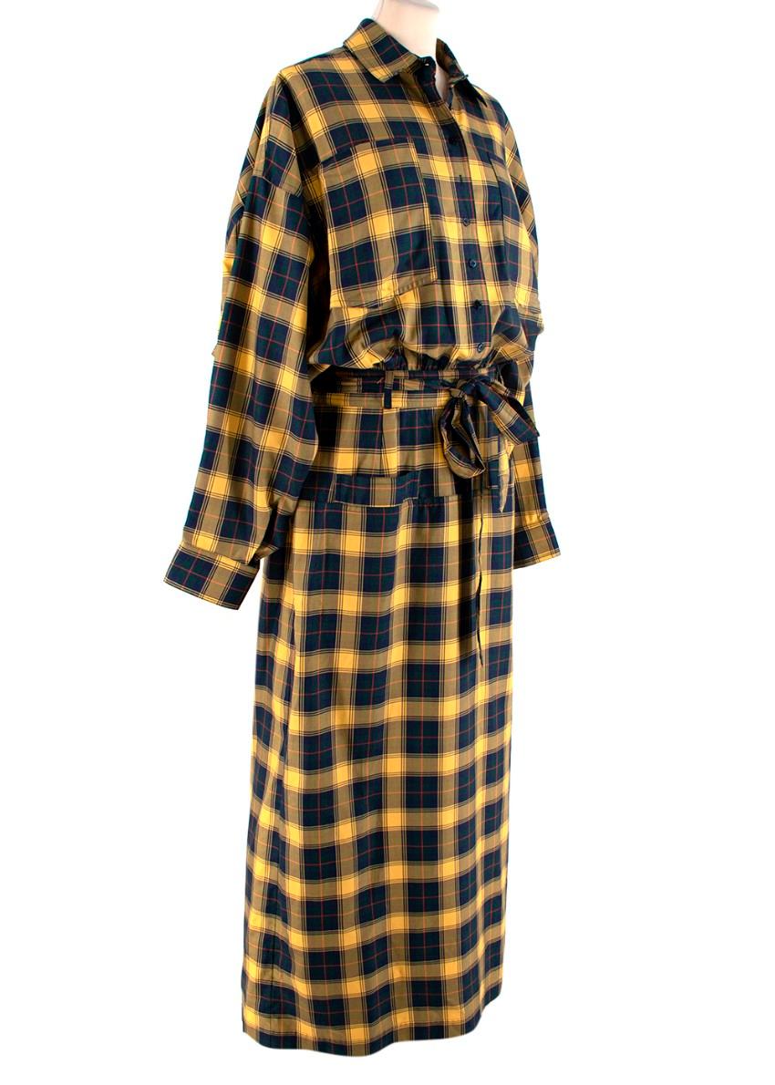 Attico Yellow Plaid Cotton Shirt Belted 