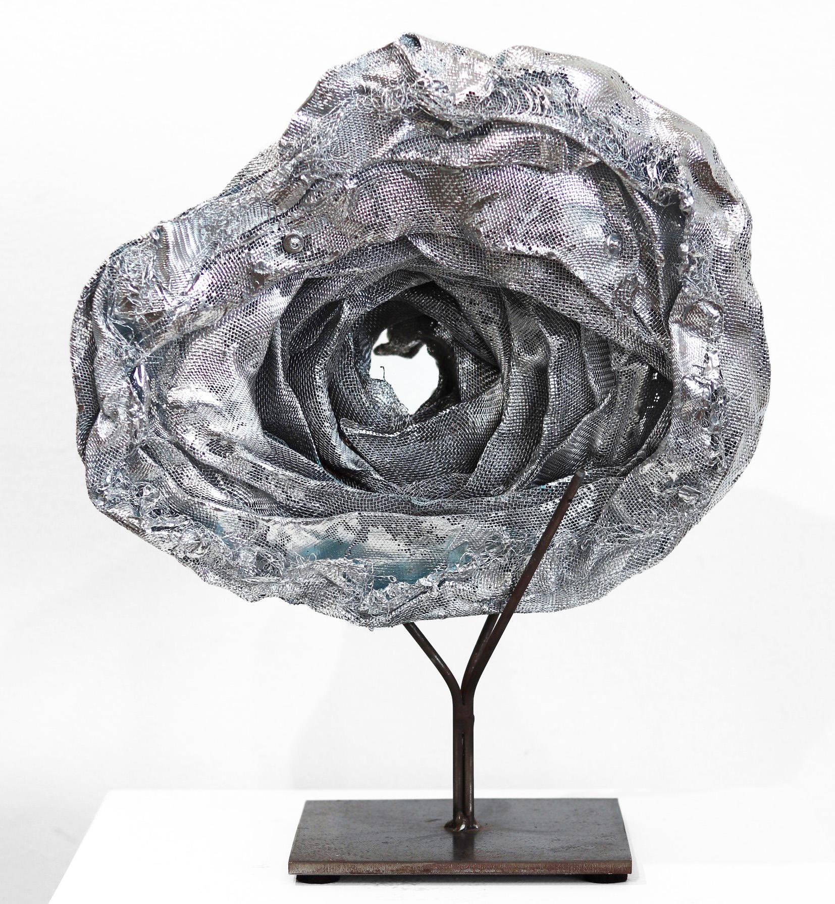 Burnished Rose -  Contemporary Original Tabletop Metal Sculpture For Sale 5
