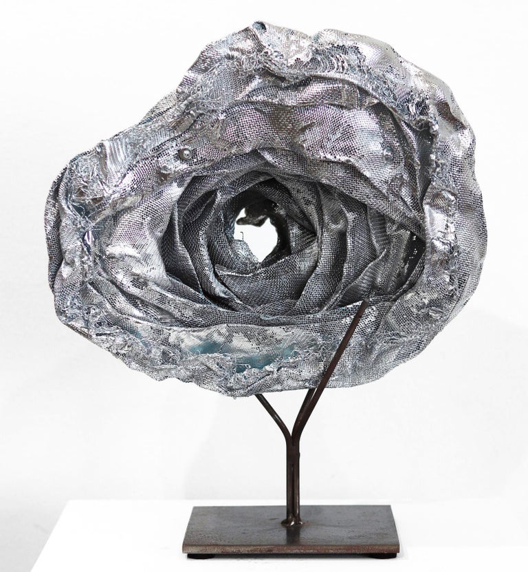 Burnished Rose -  Contemporary Original Tabletop Metal Sculpture For Sale 8