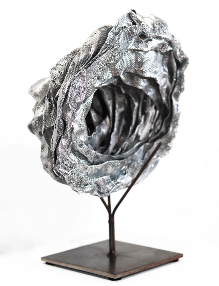 Burnished Rose -  Contemporary Original Tabletop Metal Sculpture For Sale 13