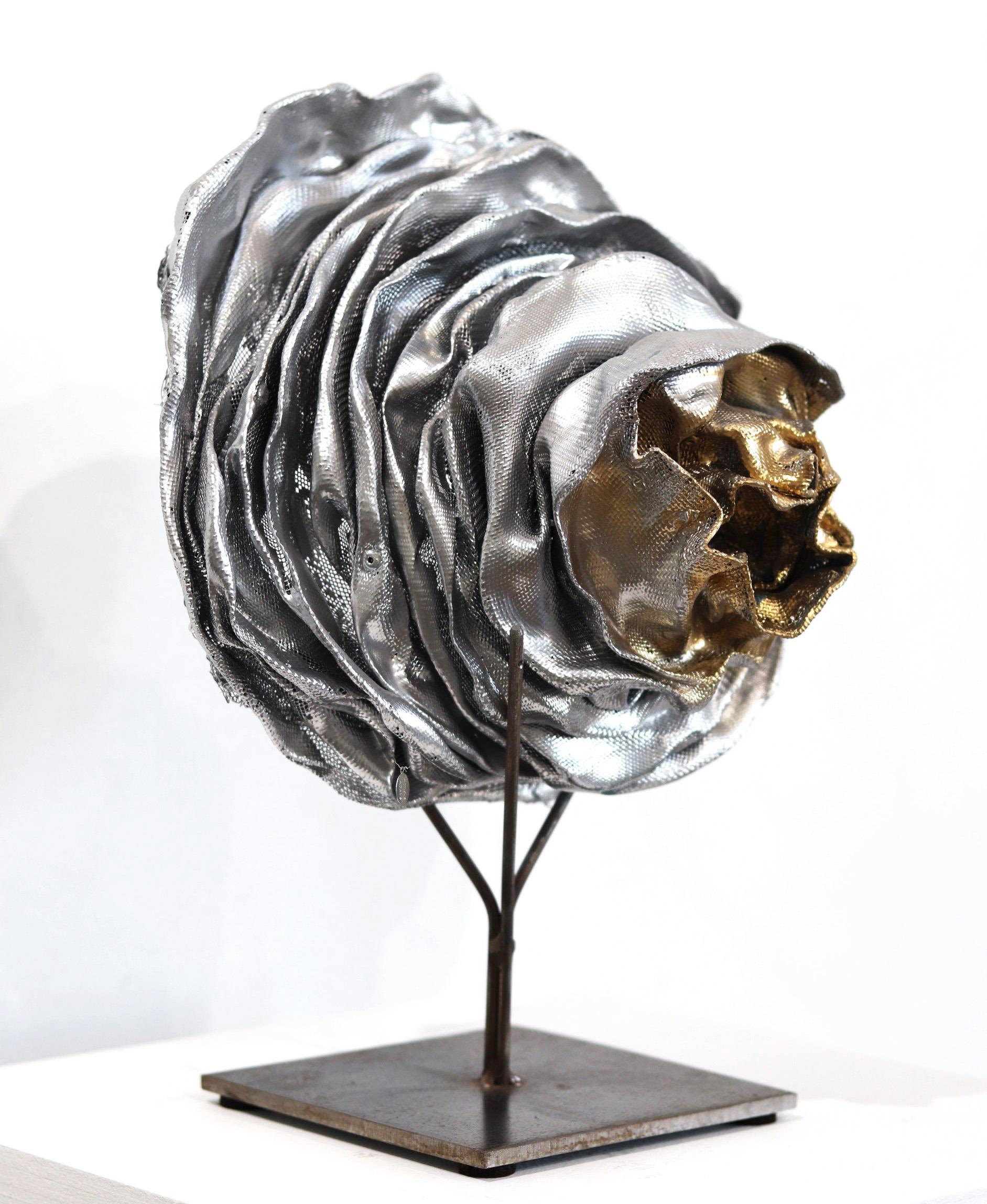 Burnished Rose -  Contemporary Original Tabletop Metal Sculpture For Sale 3