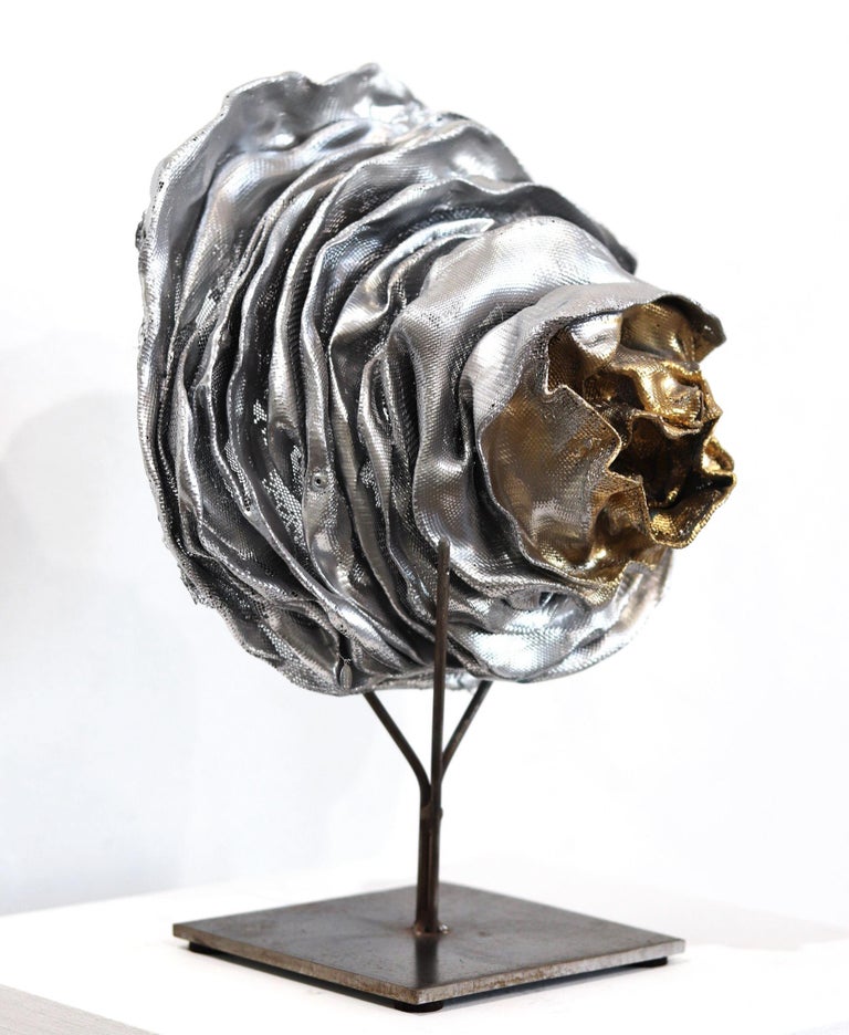 Burnished Rose -  Contemporary Original Tabletop Metal Sculpture For Sale 6