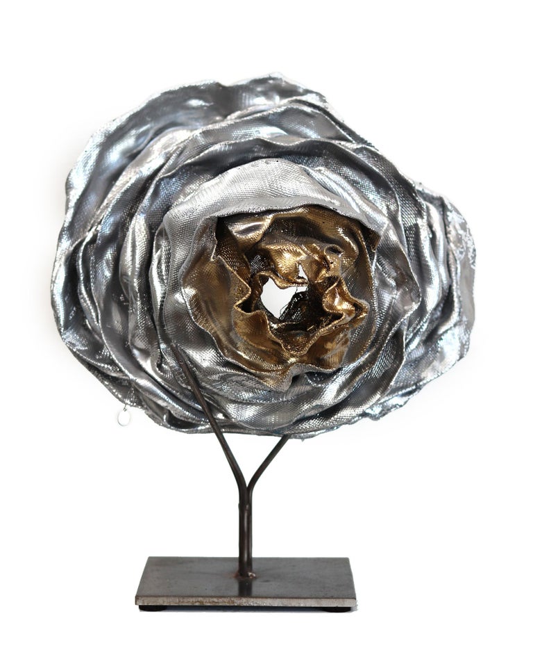 Atticus Adams Abstract Sculpture - Burnished Rose -  Contemporary Original Tabletop Metal Sculpture