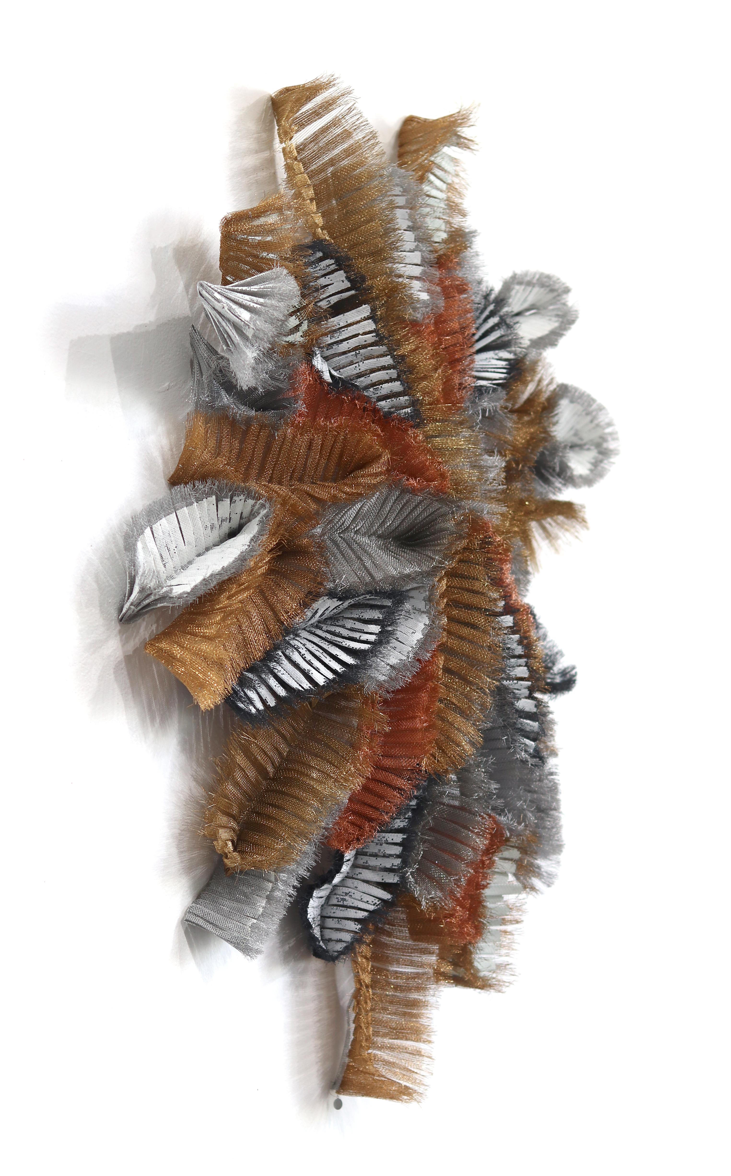 Chenille Variegated - Original Sculptural Copper-Tone Three-Dimensional Wall Art - Brown Abstract Sculpture by Atticus Adams