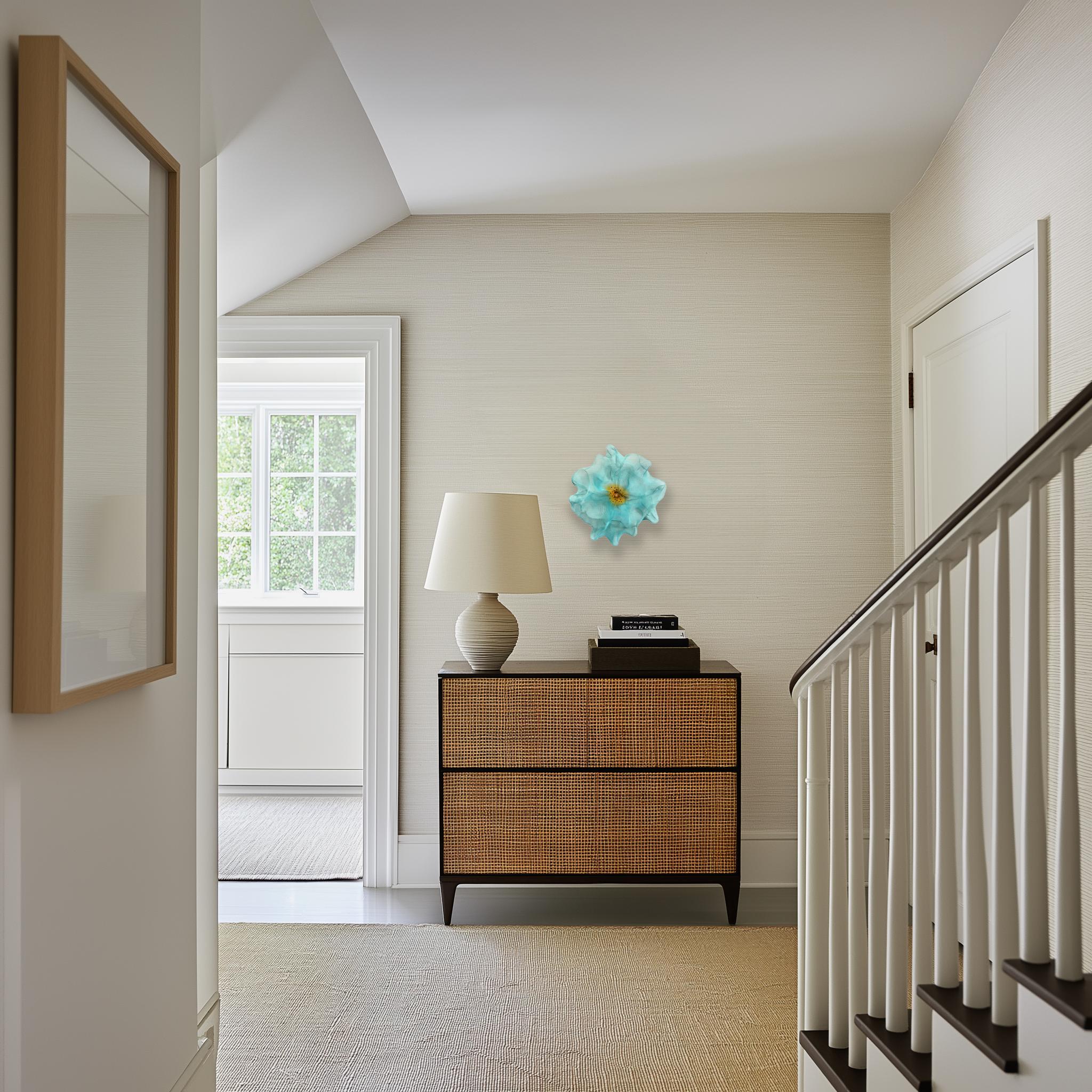 Cotton Candy Cumulus Aqua Gold - Abstract Three-Dimensional Wall Artwork - Contemporary Mixed Media Art by Atticus Adams