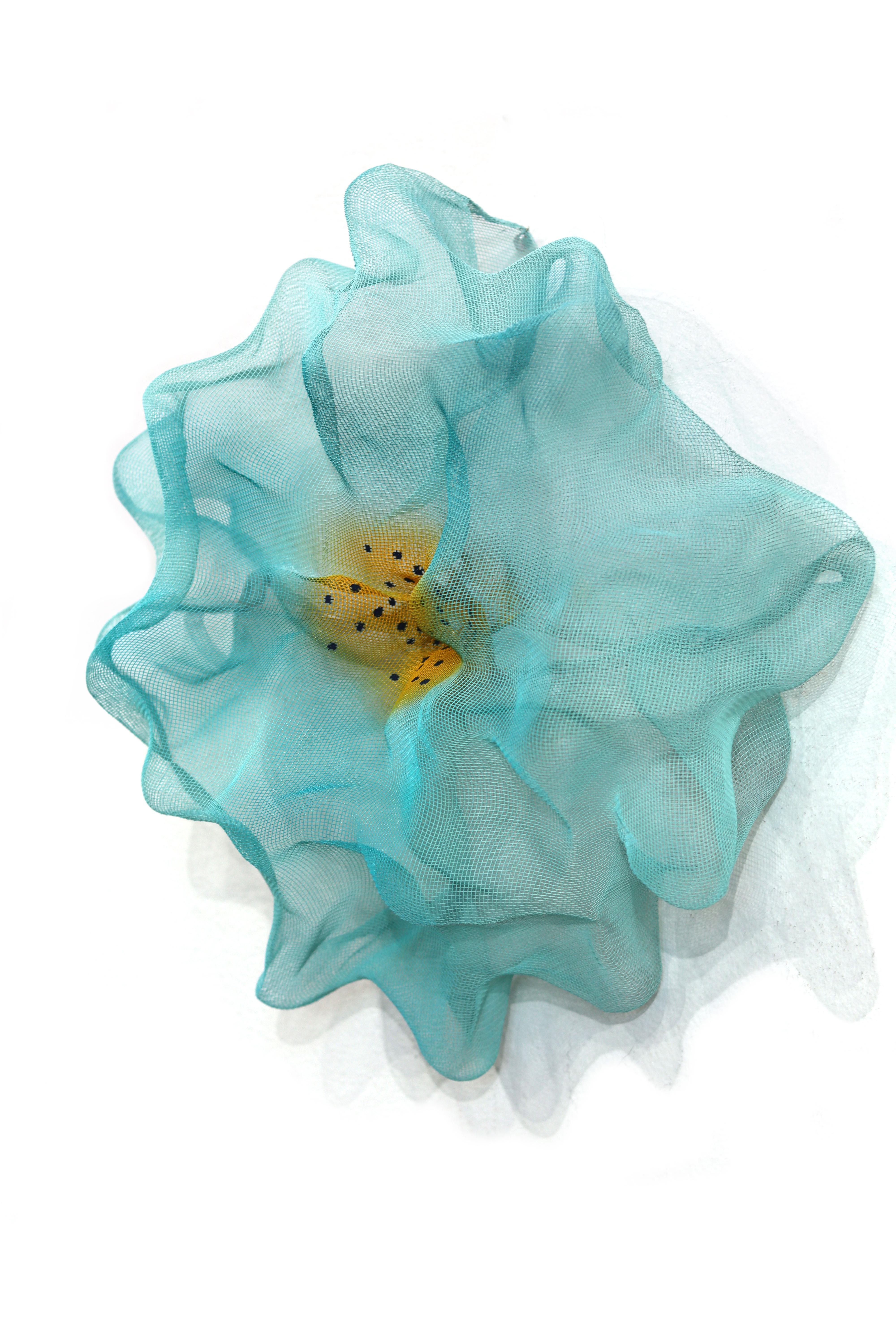 Cotton Candy Cumulus Aqua Gold - Abstract Three-Dimensional Wall Artwork For Sale 1