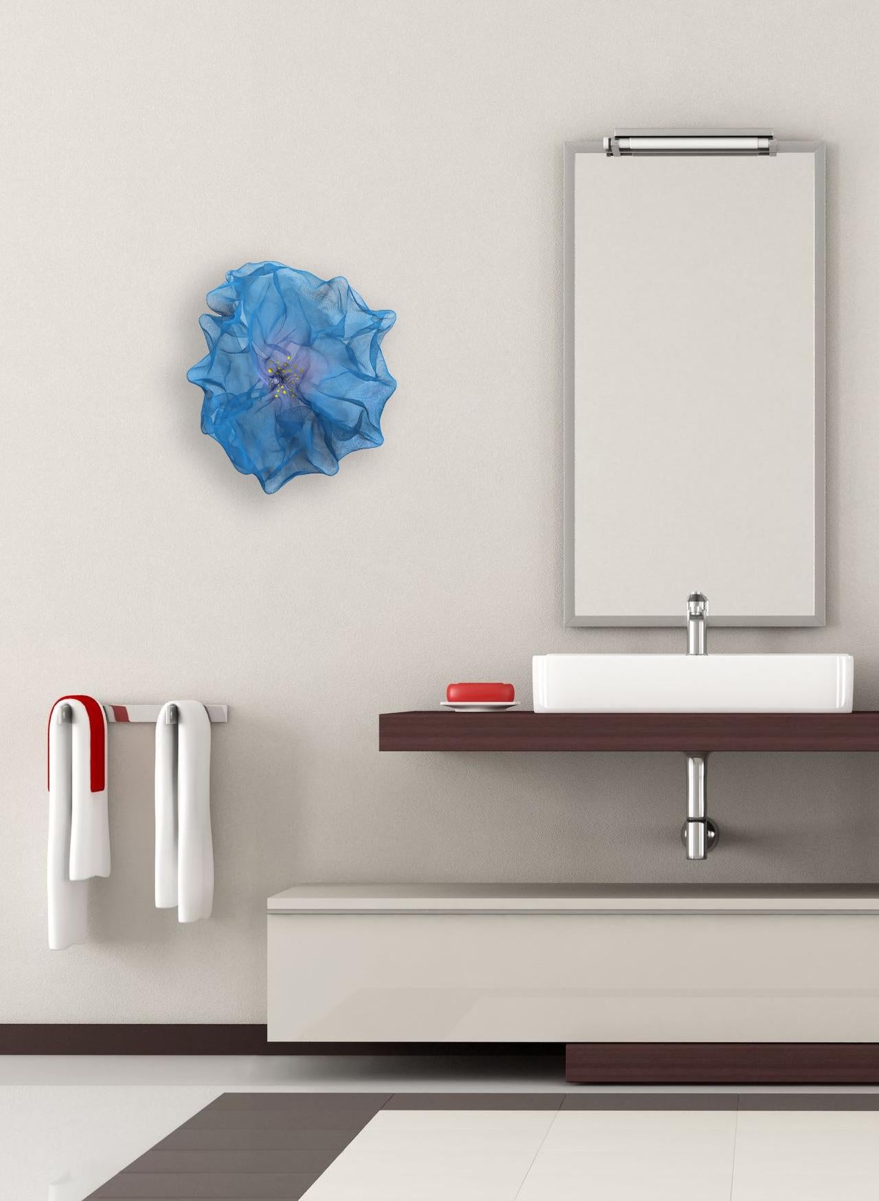 Cotton Candy Cumulus Azur - Original Lightweight Blue 3-D Metal Sculpture - Abstract Mixed Media Art by Atticus Adams