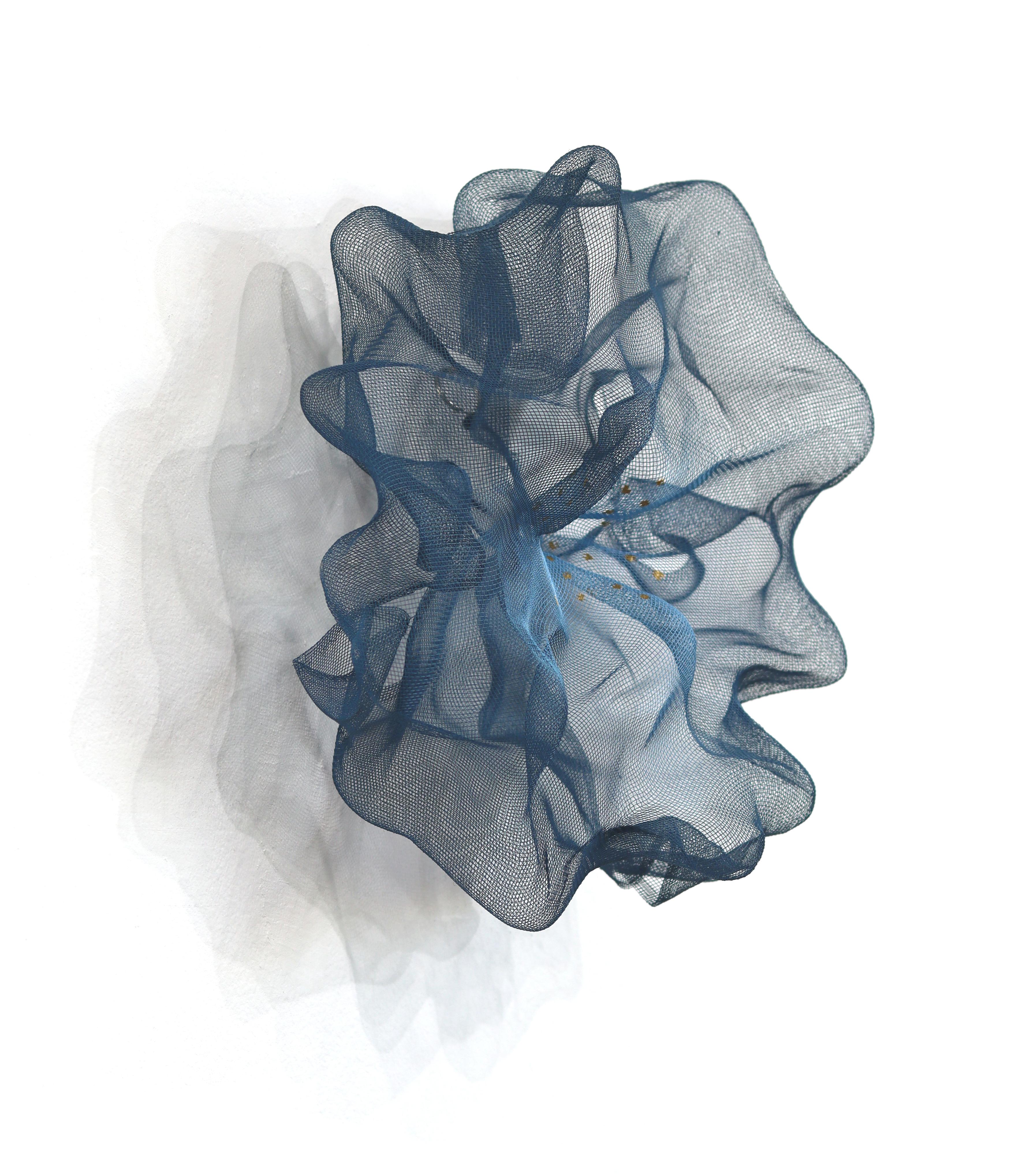 Cotton Candy Cumulus Navy Blue Gold - Abstract Three-Dimensional Wall Artwork For Sale 1